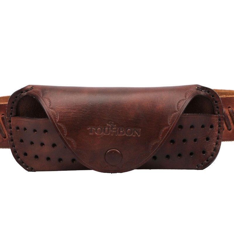 TOURBON Leather Eyeglasses Protector Case Glasses Carrier Belt Pouch Gift