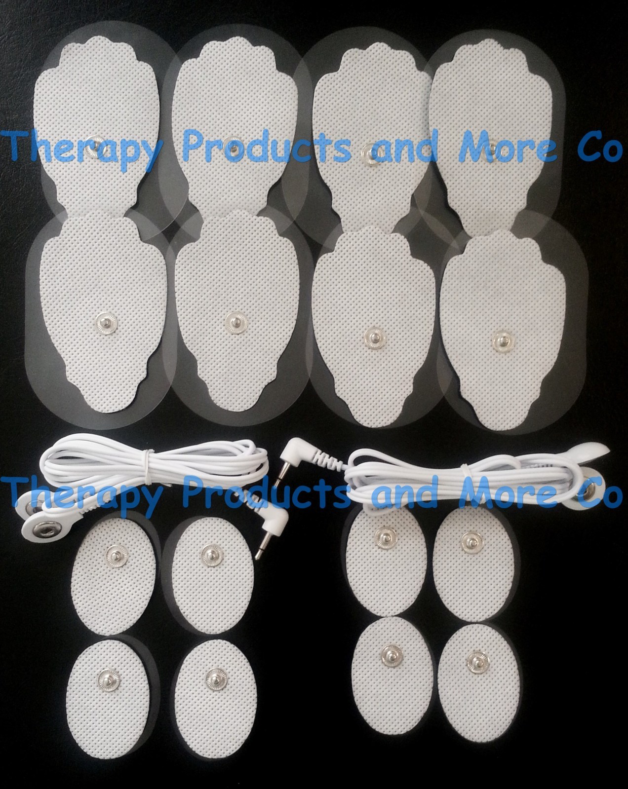 2 ELECTRODE LEAD CABLES(3.5mm Plug)+ELECTRODES (8LG + 8OV)FOR ESTIM THERAPY TENS