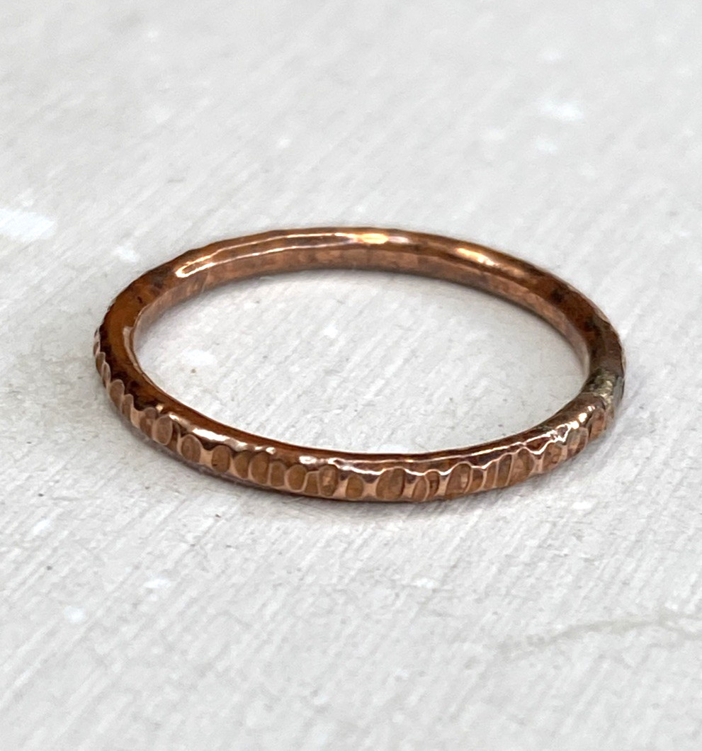 Copper Ring Stackable Hammered Rings band Size 6.5 Wedding Ring Unisex thin 2mm