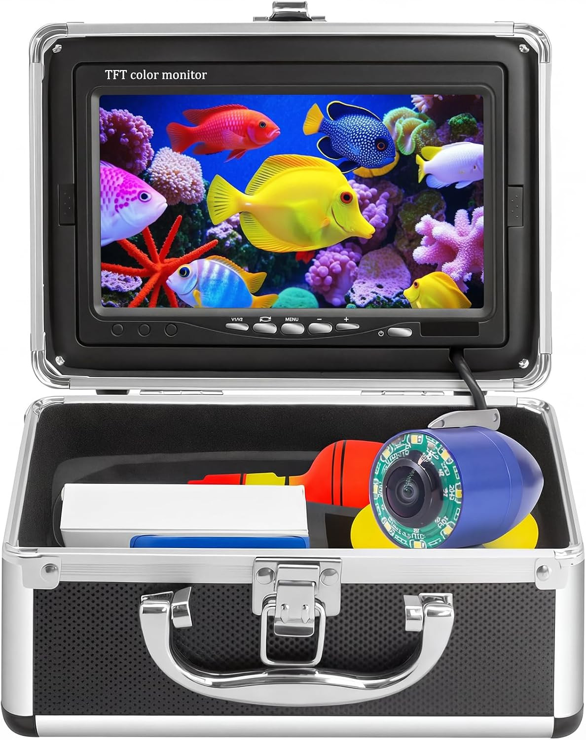 Underwater Fishing Camera, Portable Fish Finder with 7" LCD Monitor, IP68 Waterp