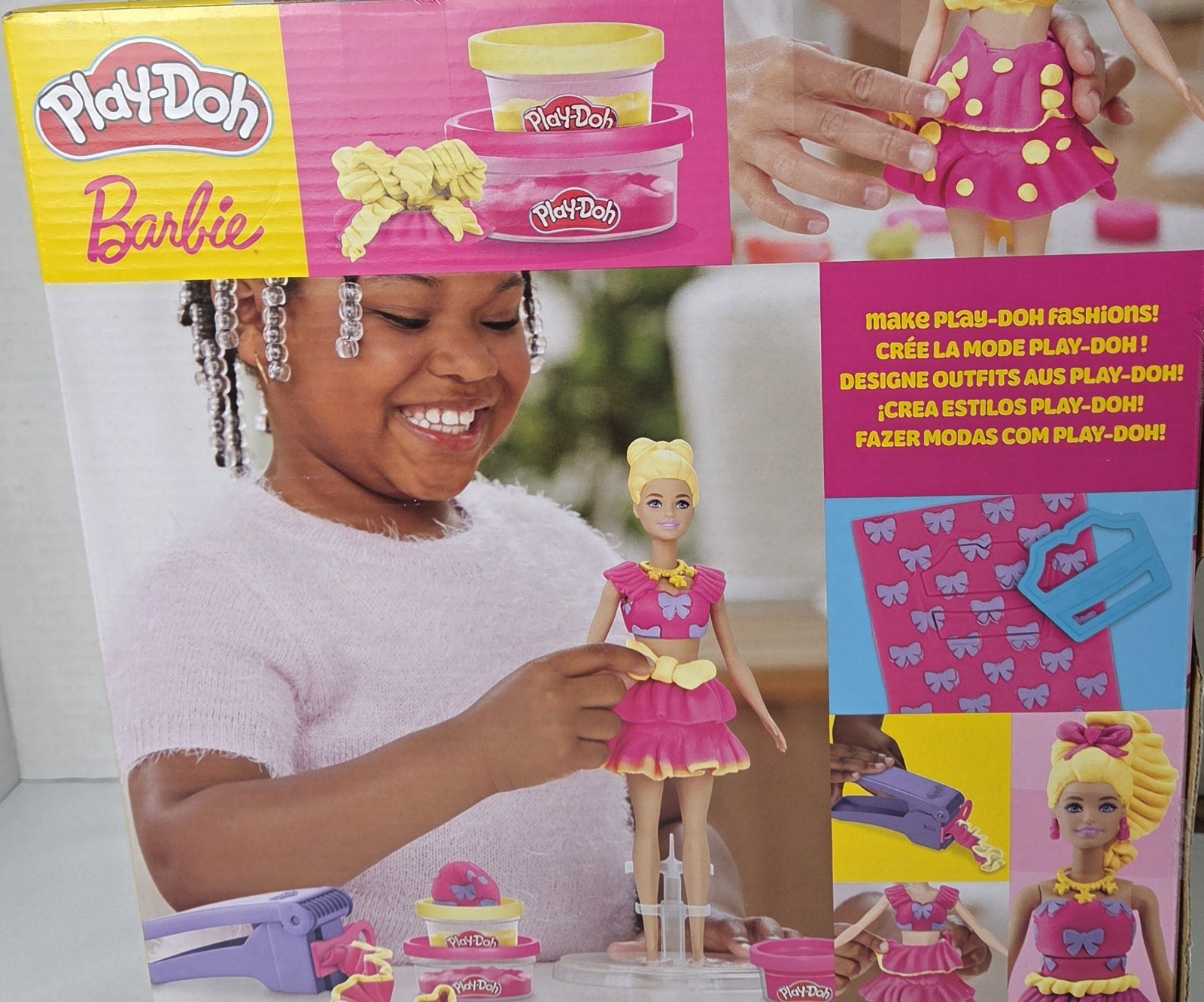 Play-Doh Barbie Ruffles and Bows Set, Make Doll Clothes with Modeling Compoun...