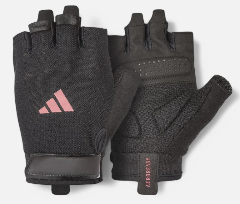 NWT - Adidas Essential Training Gloves - Black/Pink - Fingerless - Size S