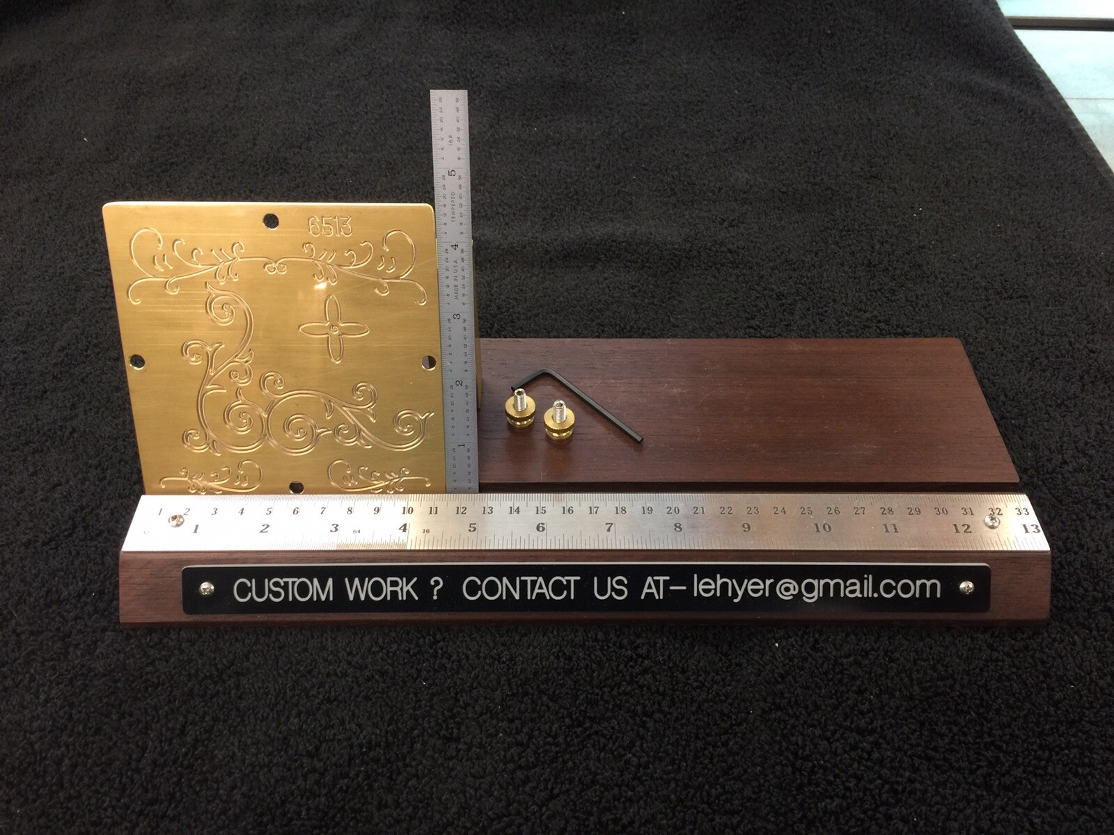 MULTI DIRECTION SCROLL WORK SOLID BRASS ENGRAVING PLATE FOR NEW HERMES FONT TRAY
