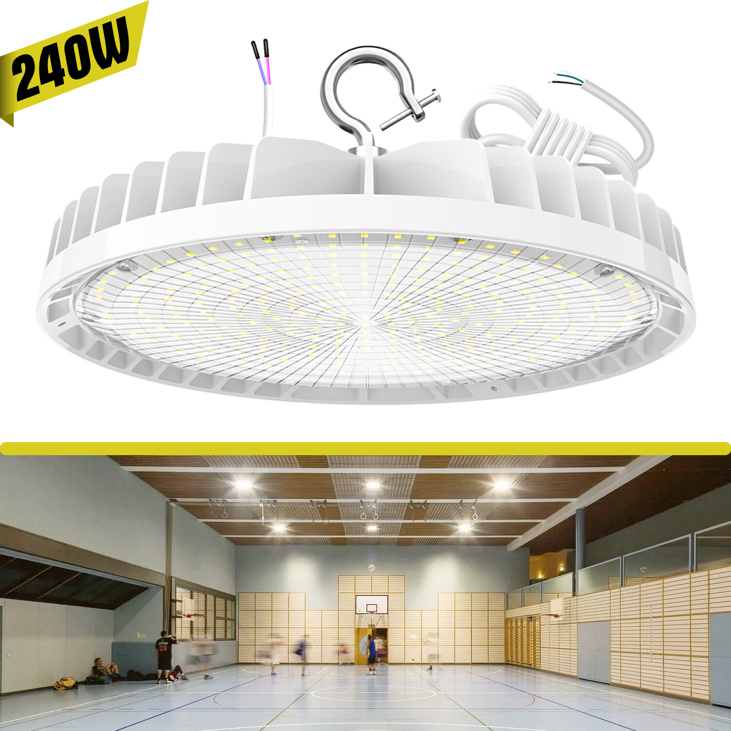 White 240W UFO LED High Bay Light Warehouse Industrial Ceilling UFO Lamp 33600LM