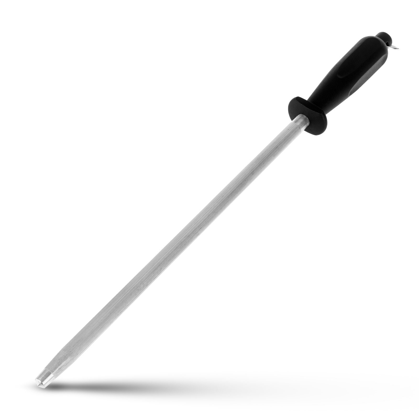 12-Inch Knife Sharpening Rod, Fine Carbon Honing Steel, Black Handle