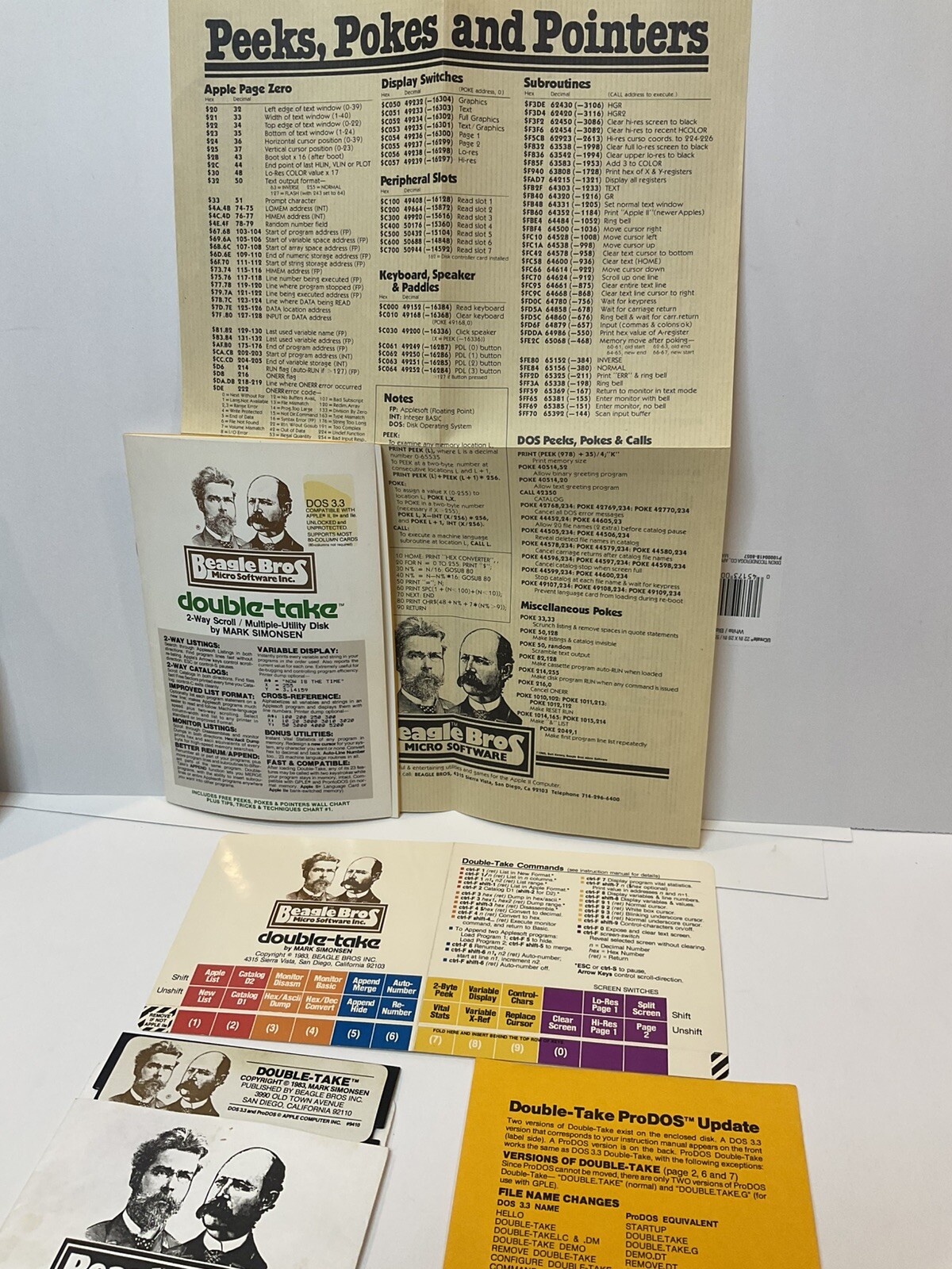 Vintage Apple II Plus IIe Software Beagle Bros Double-Take