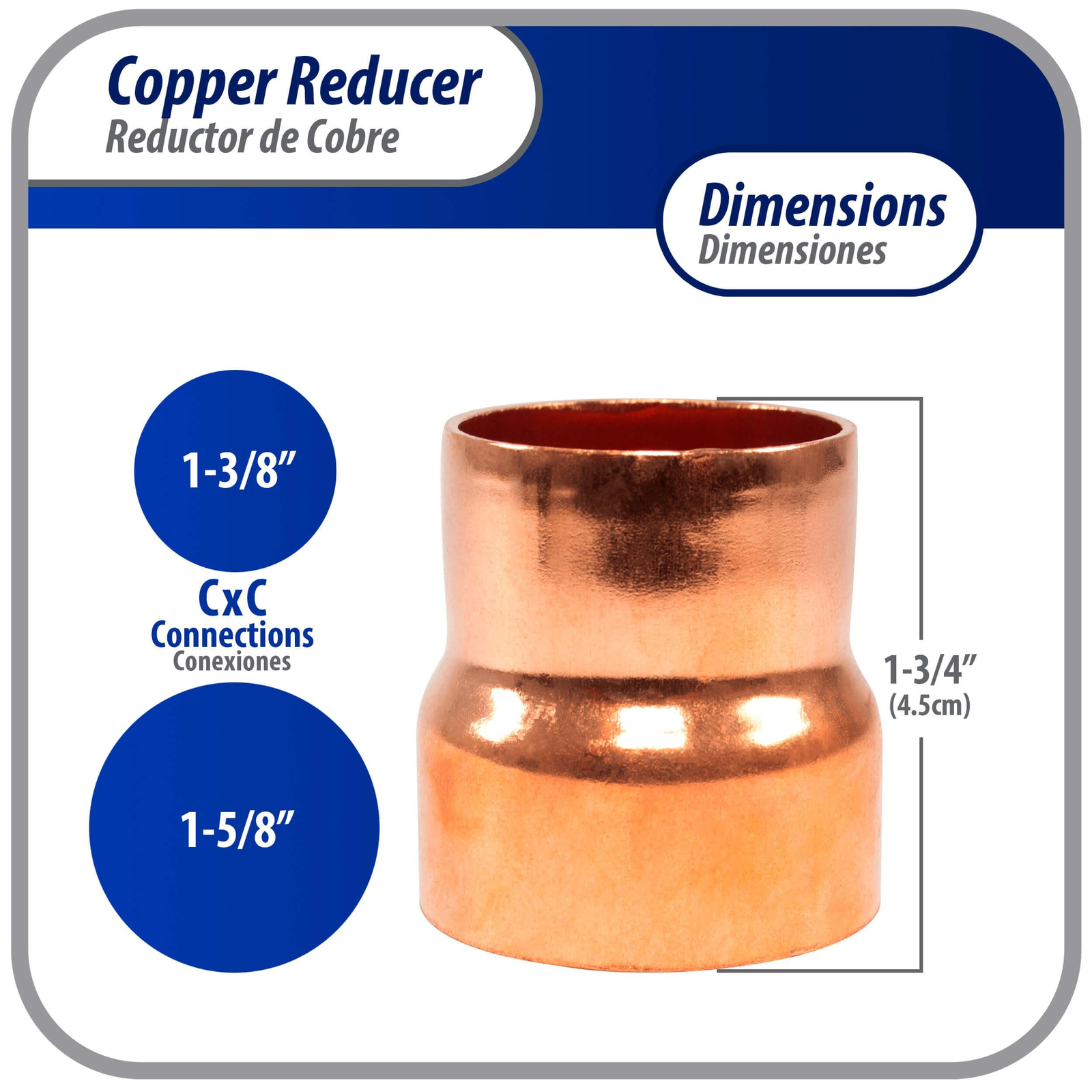 Appli Parts AP-R158138 1-5/8x1-3/8 in Reducing Bushing Copper pipe fittings CxC
