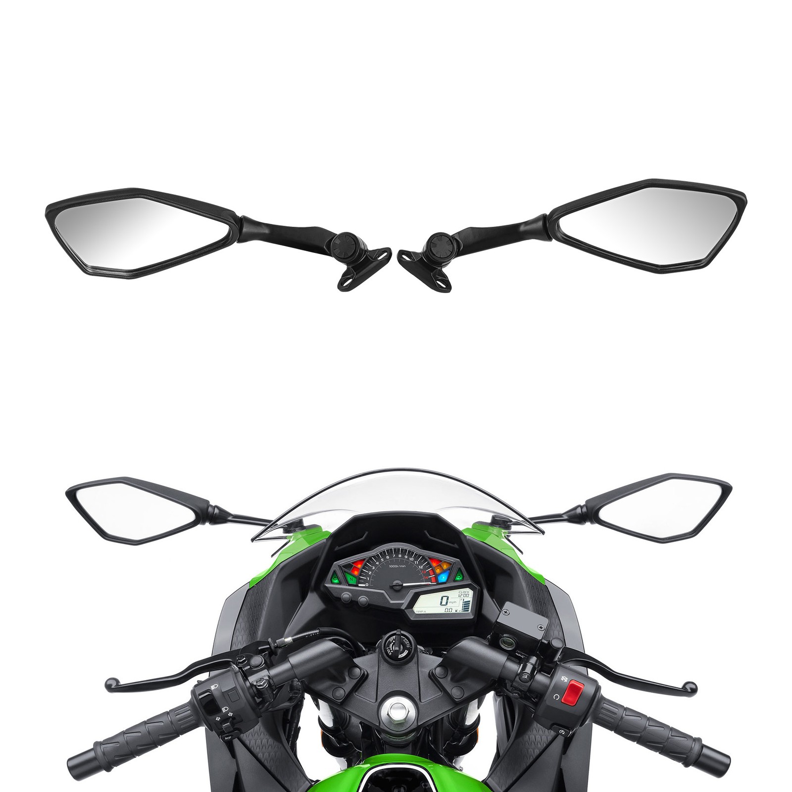 Black Rear View Side Mirrors Fit For Kawasaki Ninja ZX6R 636 2013-2025