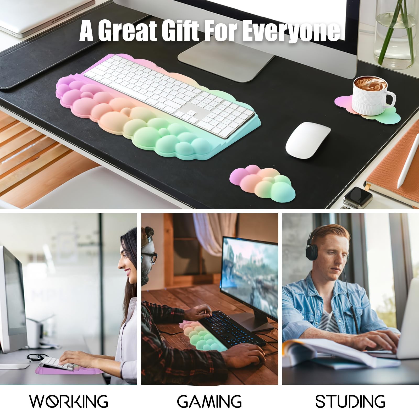 Ergonomic Wrist Rest for Keyboard, Soft Memory Foam Cloud Keyboard Stand Pad ...