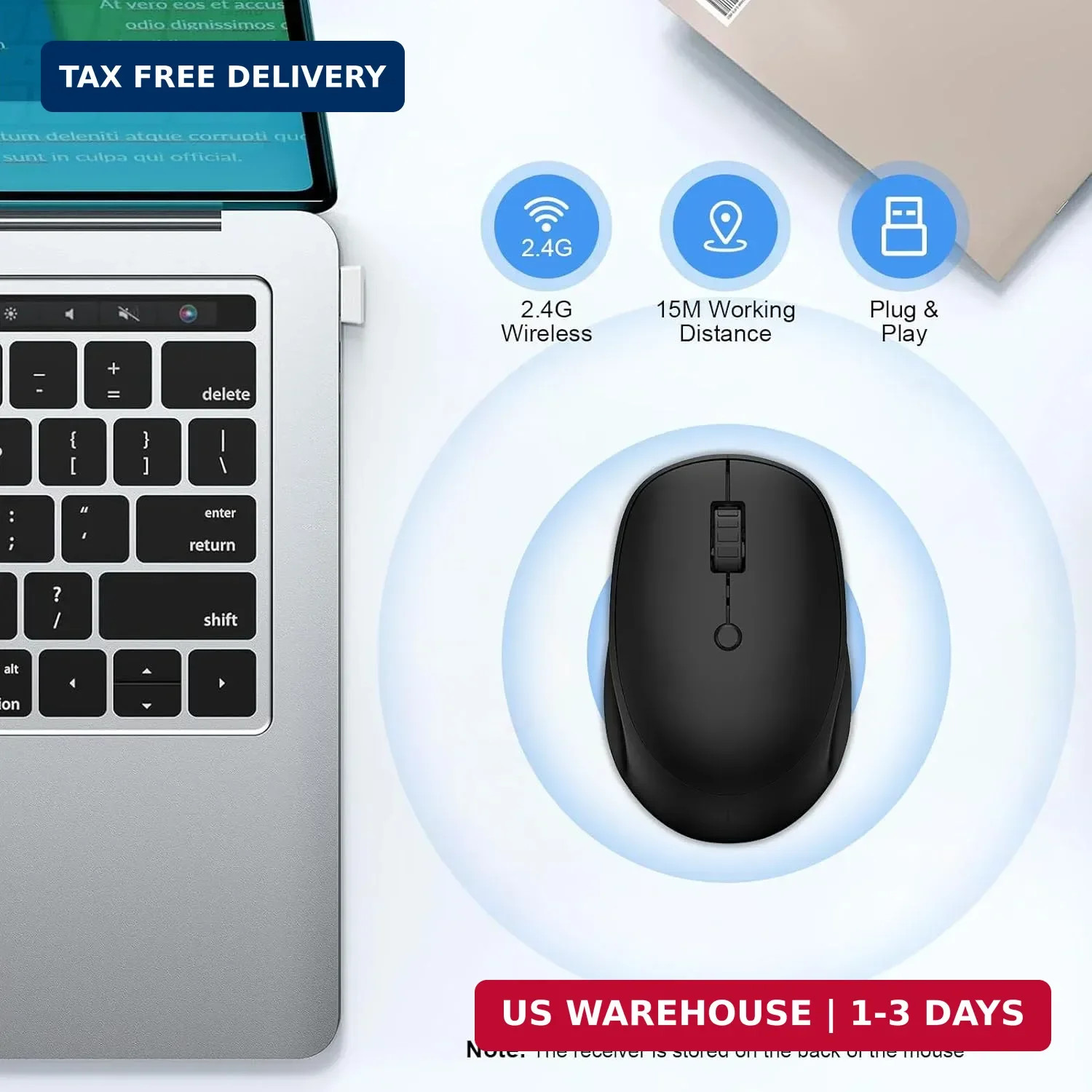 Wireless Mouse,2.4G Quiet Computer Mouse with USB Receiver, 800/1200/1600 DPI,4