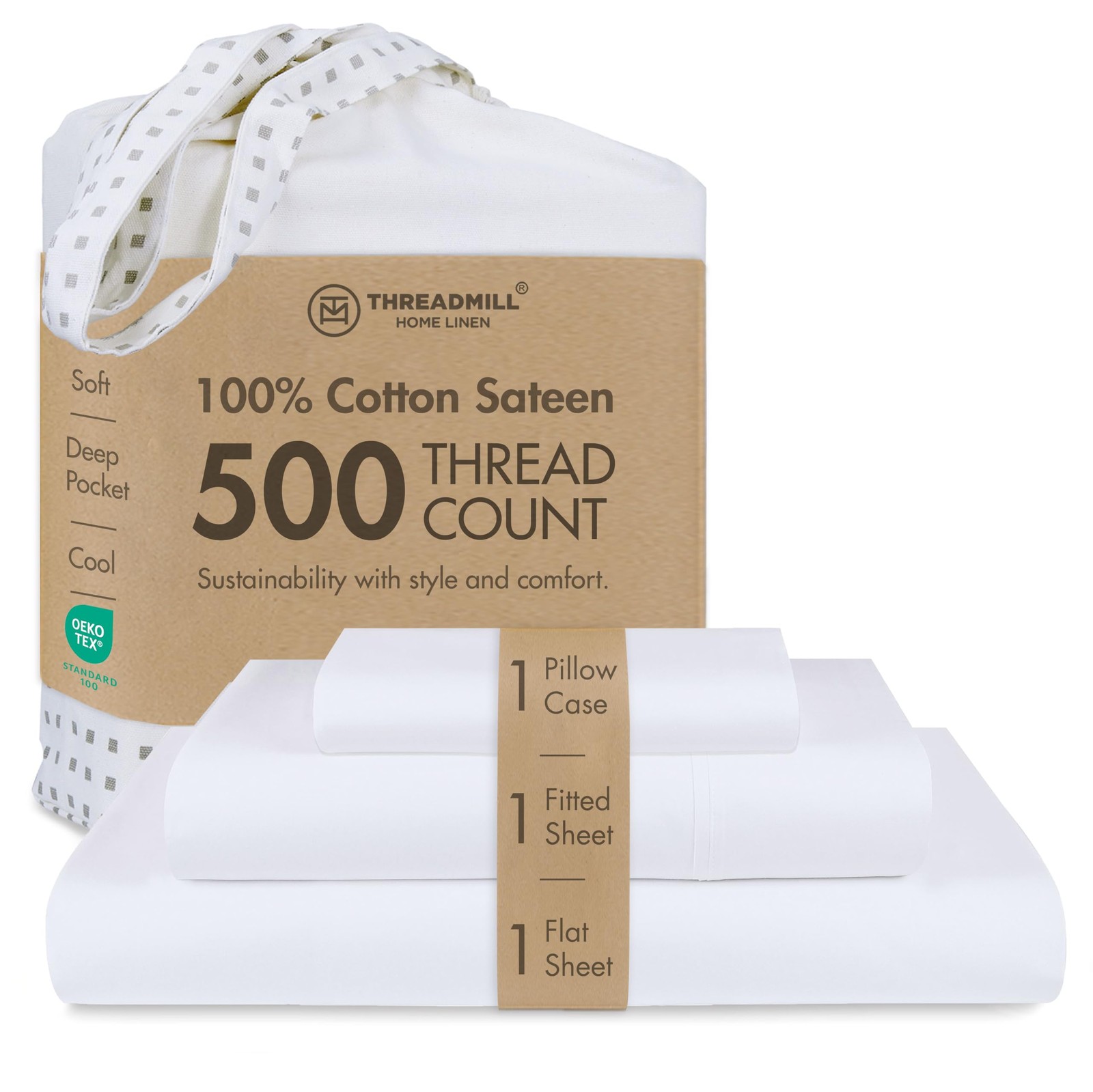 - Twin Sheets Sets Soft 100% Cotton Cooling Sheets Deep Pocket Snug Fit Elast...