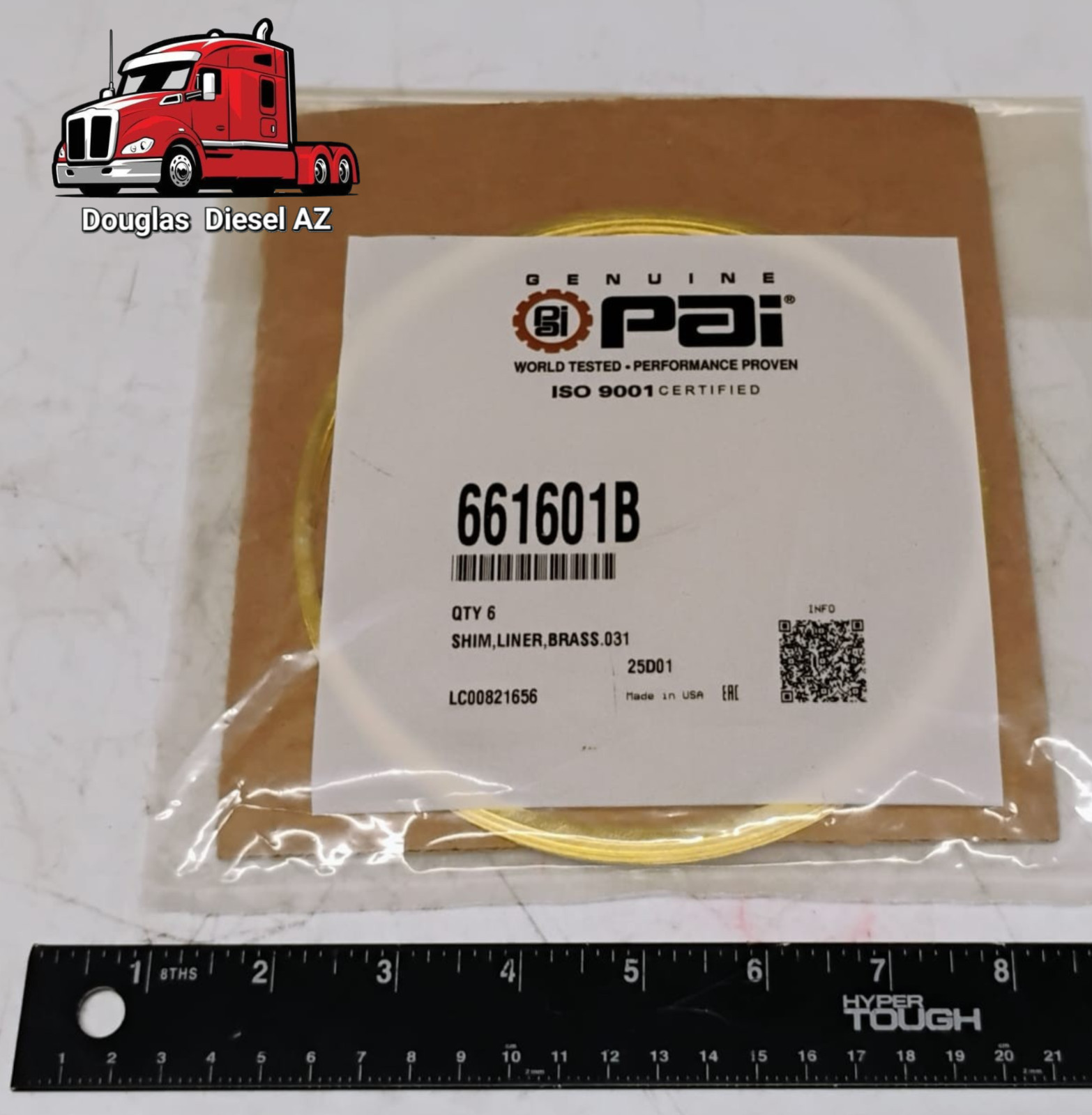 (6x) .031" LINER SHIM for 12.7L. PAI# 661601B. Ref.# DETROIT DIESEL 23539135