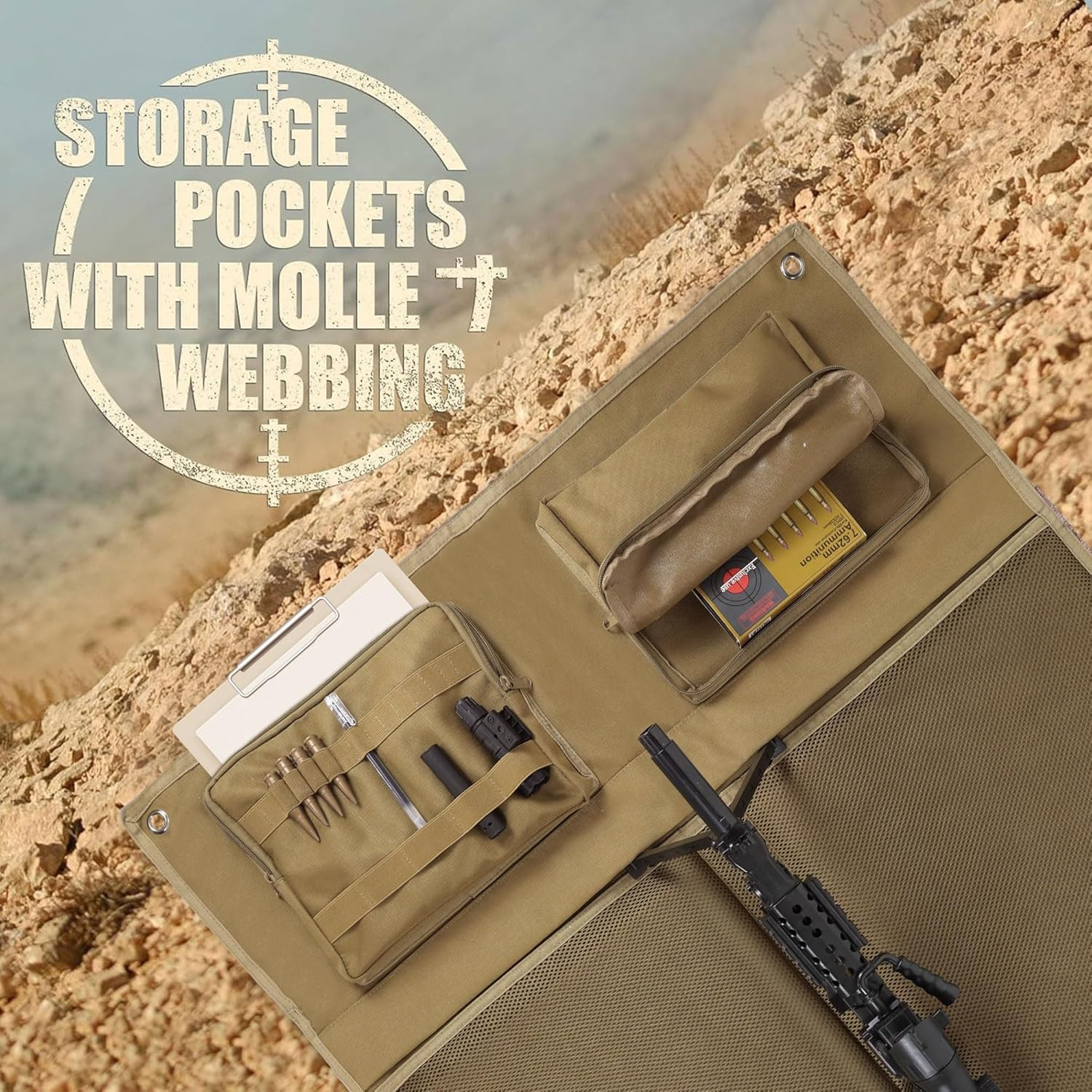 Shooting Mat, Tactical Prone Padded Shooting Mats, with 2 Pockets & Molle Webbin