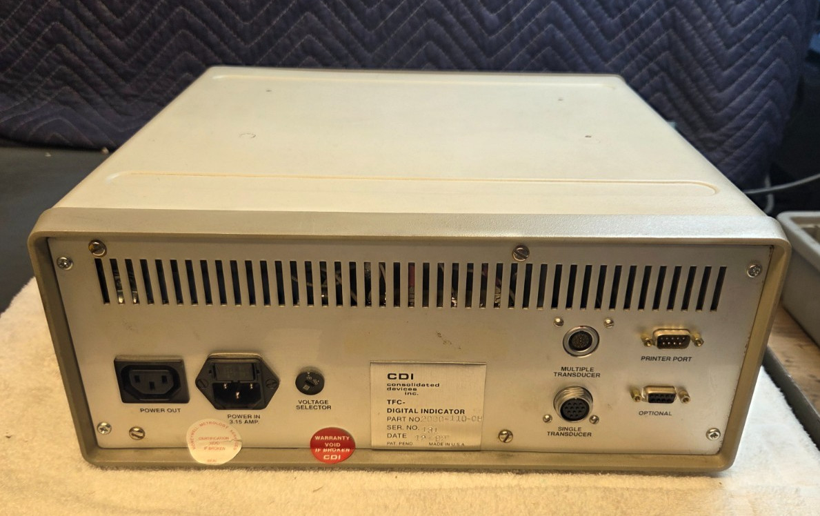 CDI Consolidated Devices TFC-Digital 2000-110-OH Computest Force Torque Tester