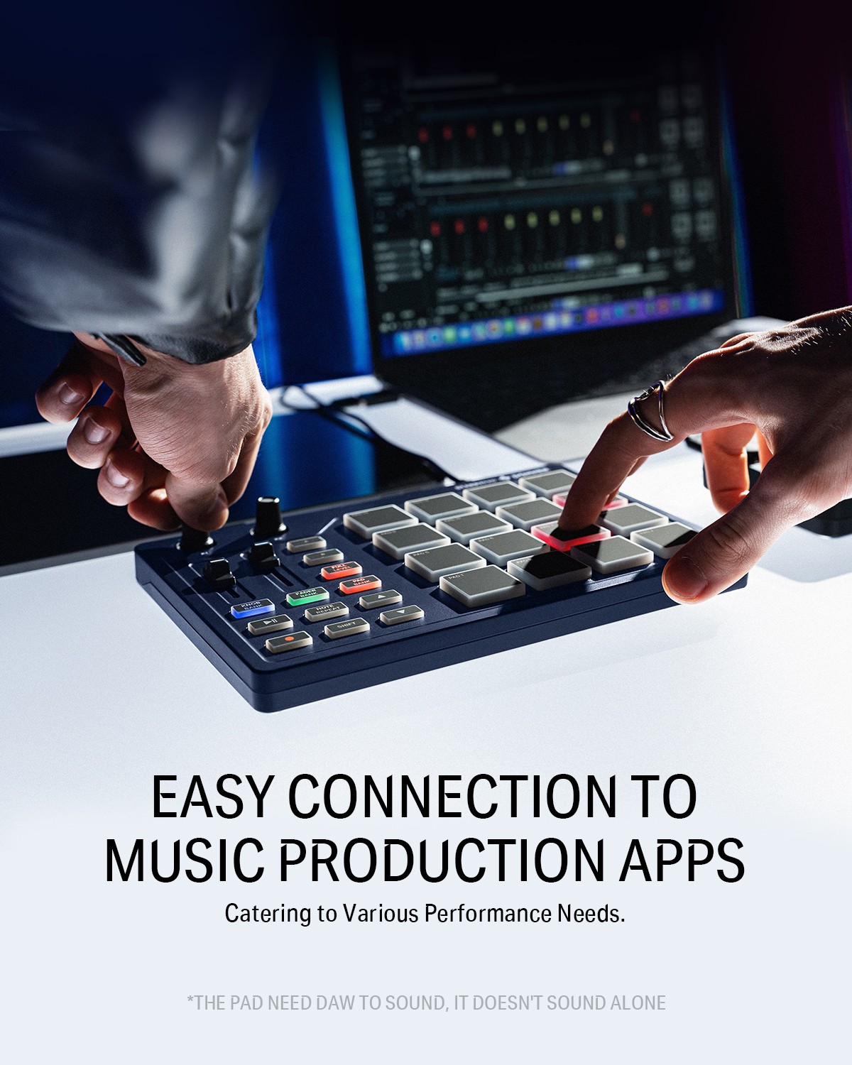 Donner STARRYPAD Blue MIDI Controller 16 Pads Music Production Software