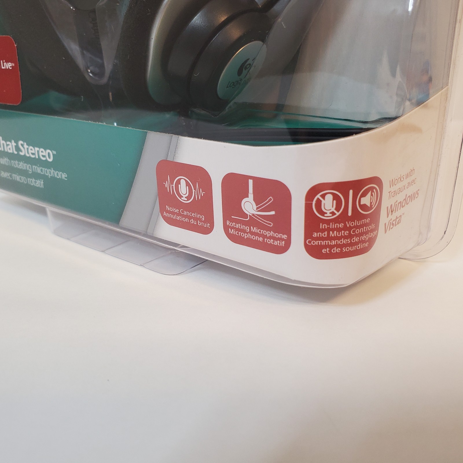 Logitech ClearChat Stereo PC Headset w Rotating Microphone Volume Mute NOS