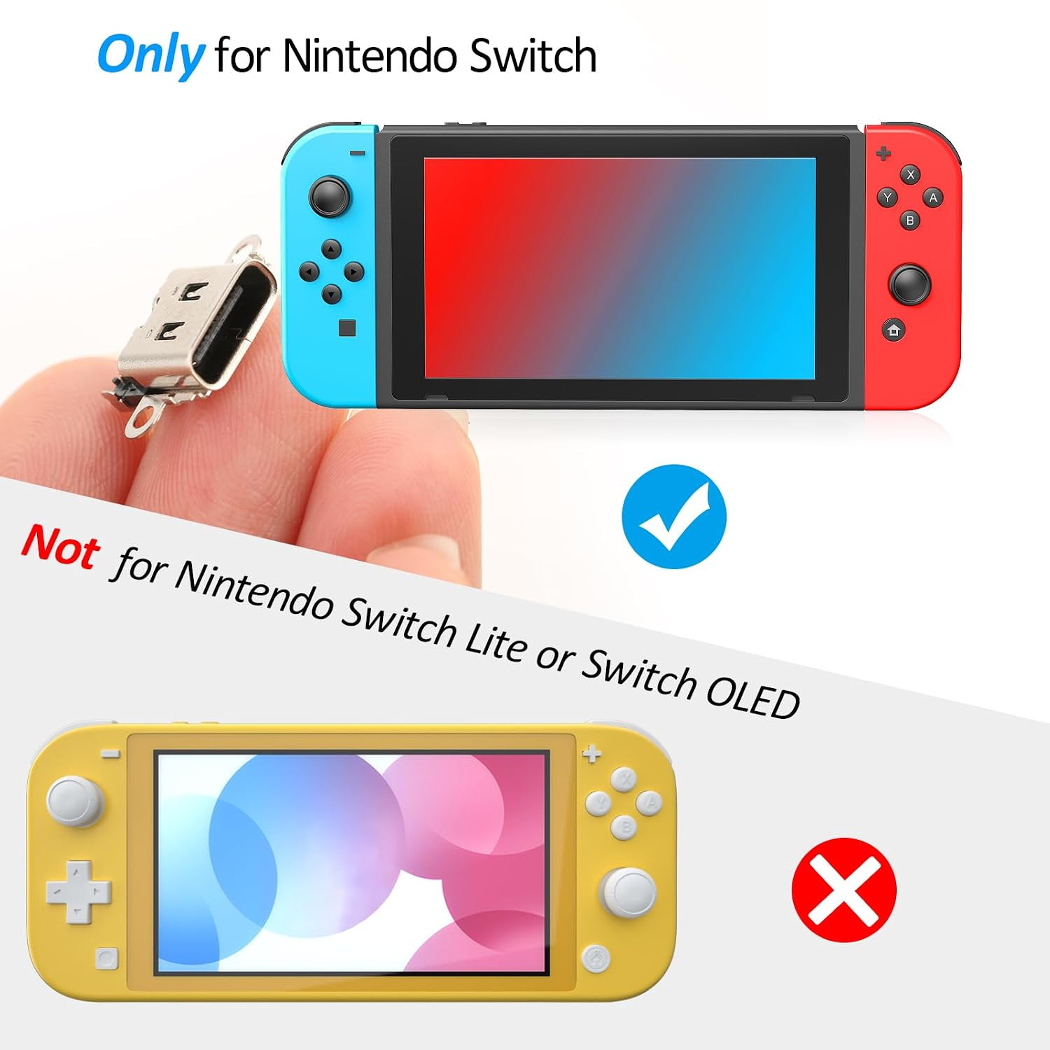 2 Pack for Switch Charging Port Replacement for Switch Dock Connector NS Switch