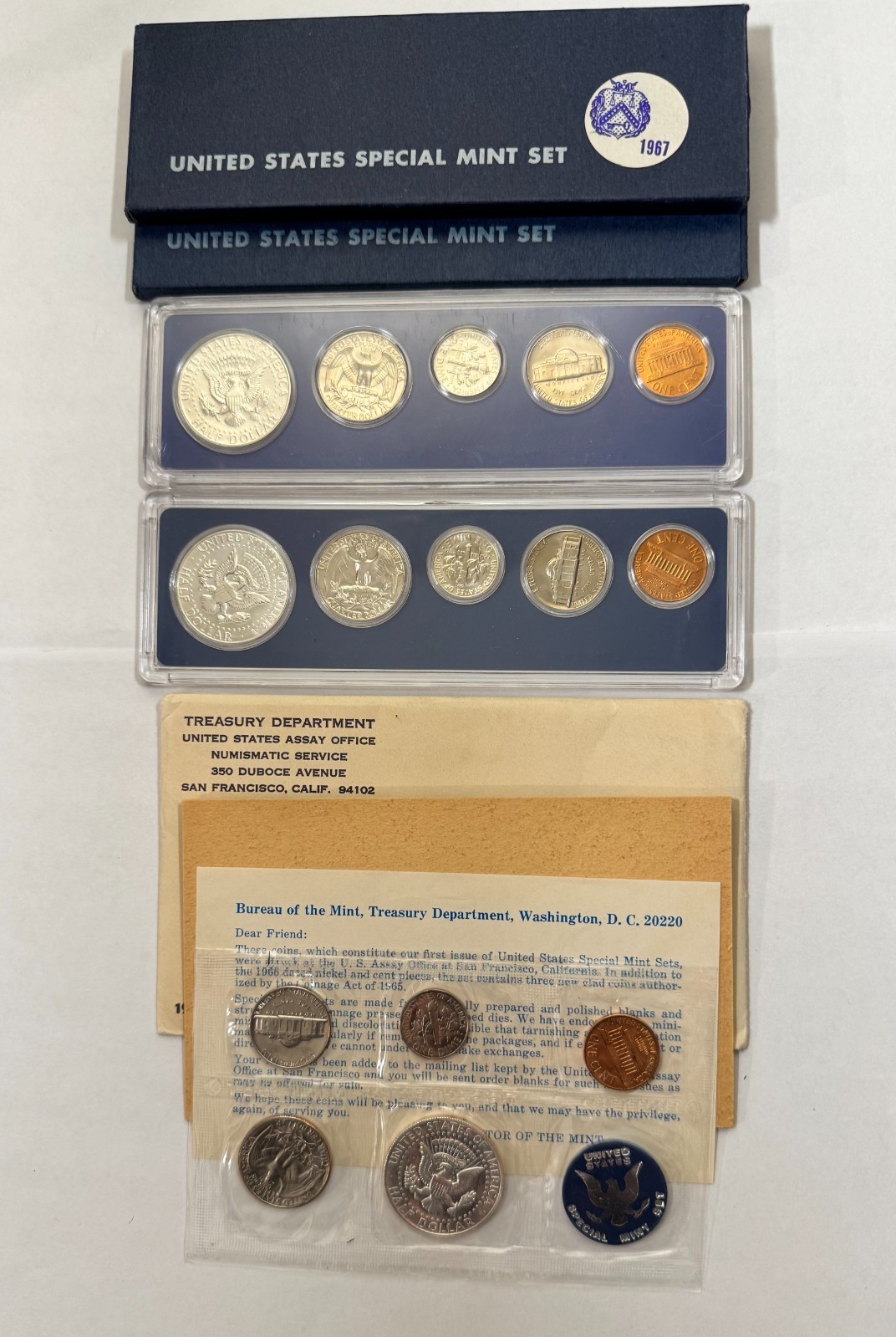 SALE  1965 1966 1967 US SMS 3 UNC Special Mint Sets with JFK 40% Silver OGP BU!