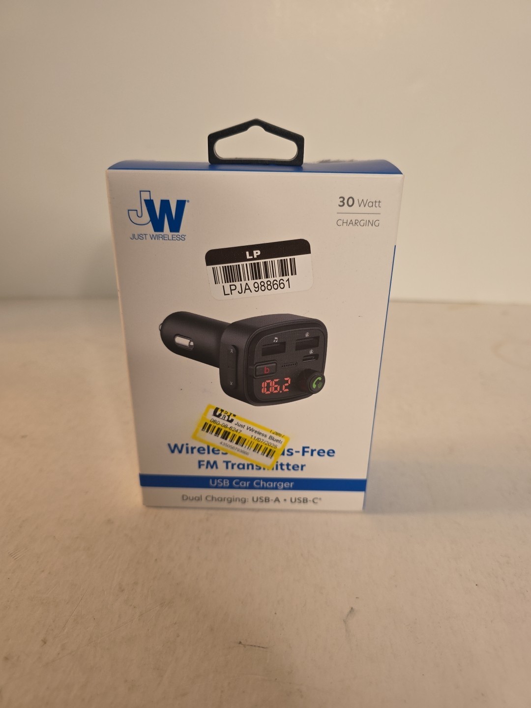 Just Wireless Bluetooth FM Transmitter Type C and USB-A Charging Port Bass