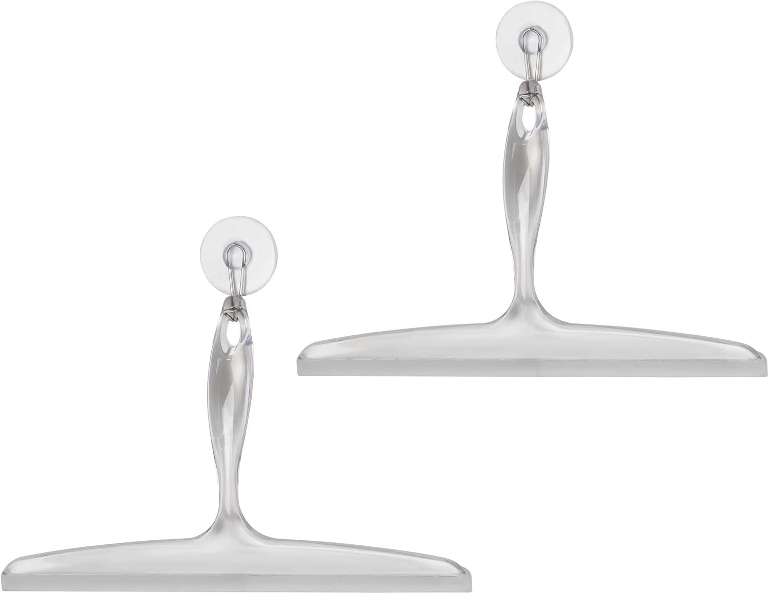 Bathroom Plastic Shower Squeegee, Clear, Set of 2 | Wall Hook Included