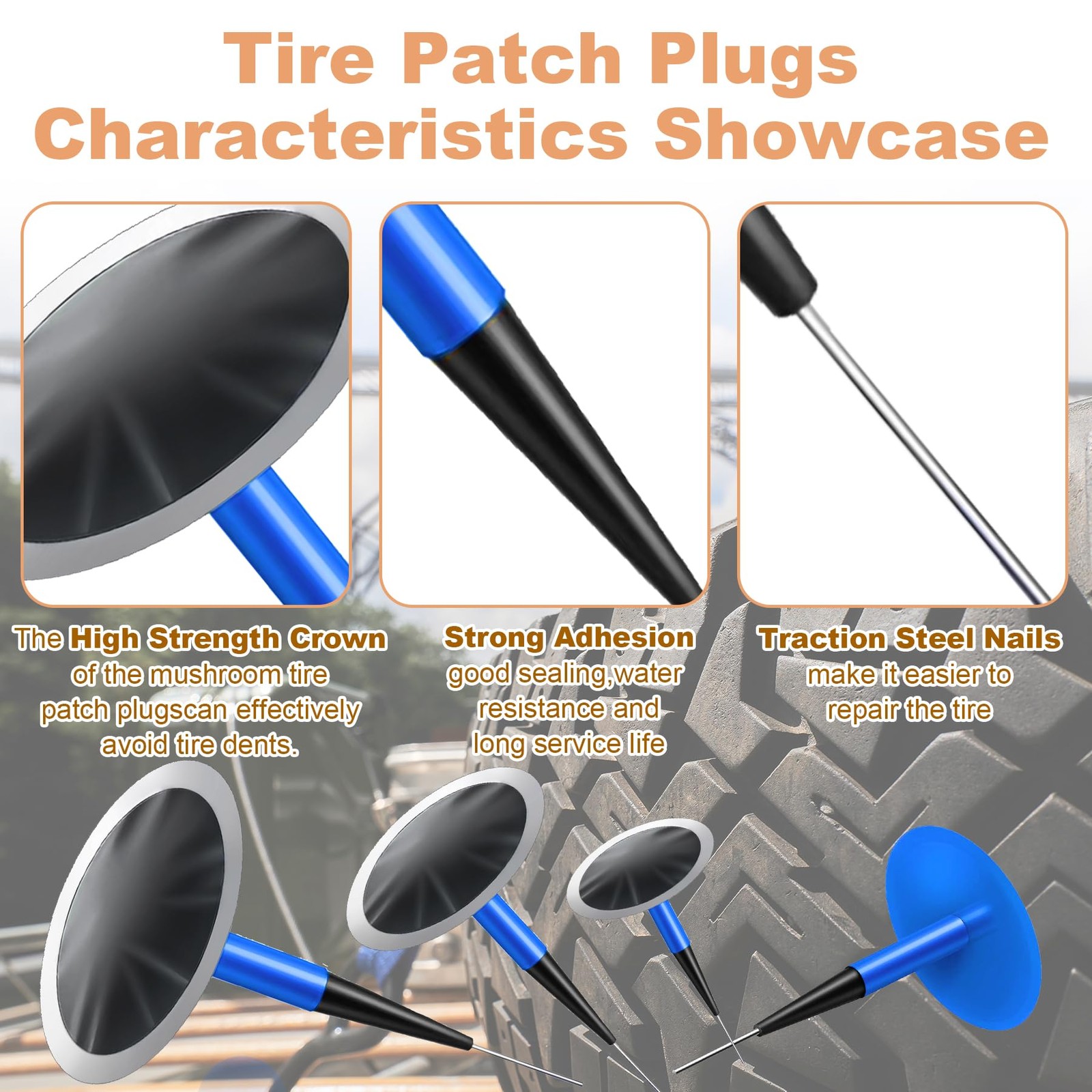 FullMayPro Tire Repair Patch Tool Kit Includes 24PCS Tire Patch Plugs(1.42"&1...