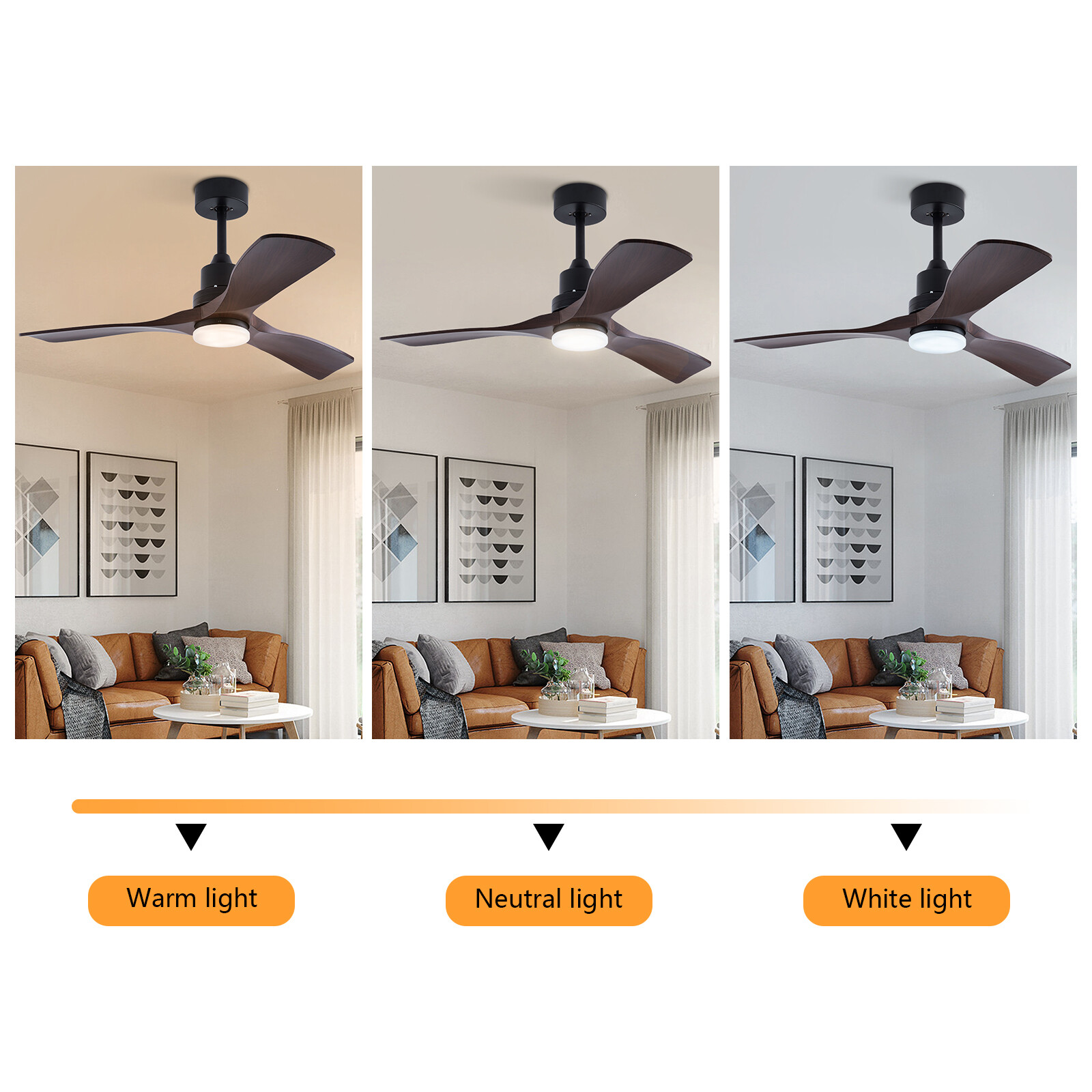 42'' Ceiling Fan Light W Remote Control&Timer Function3 Blade Fan Ceiling Mount