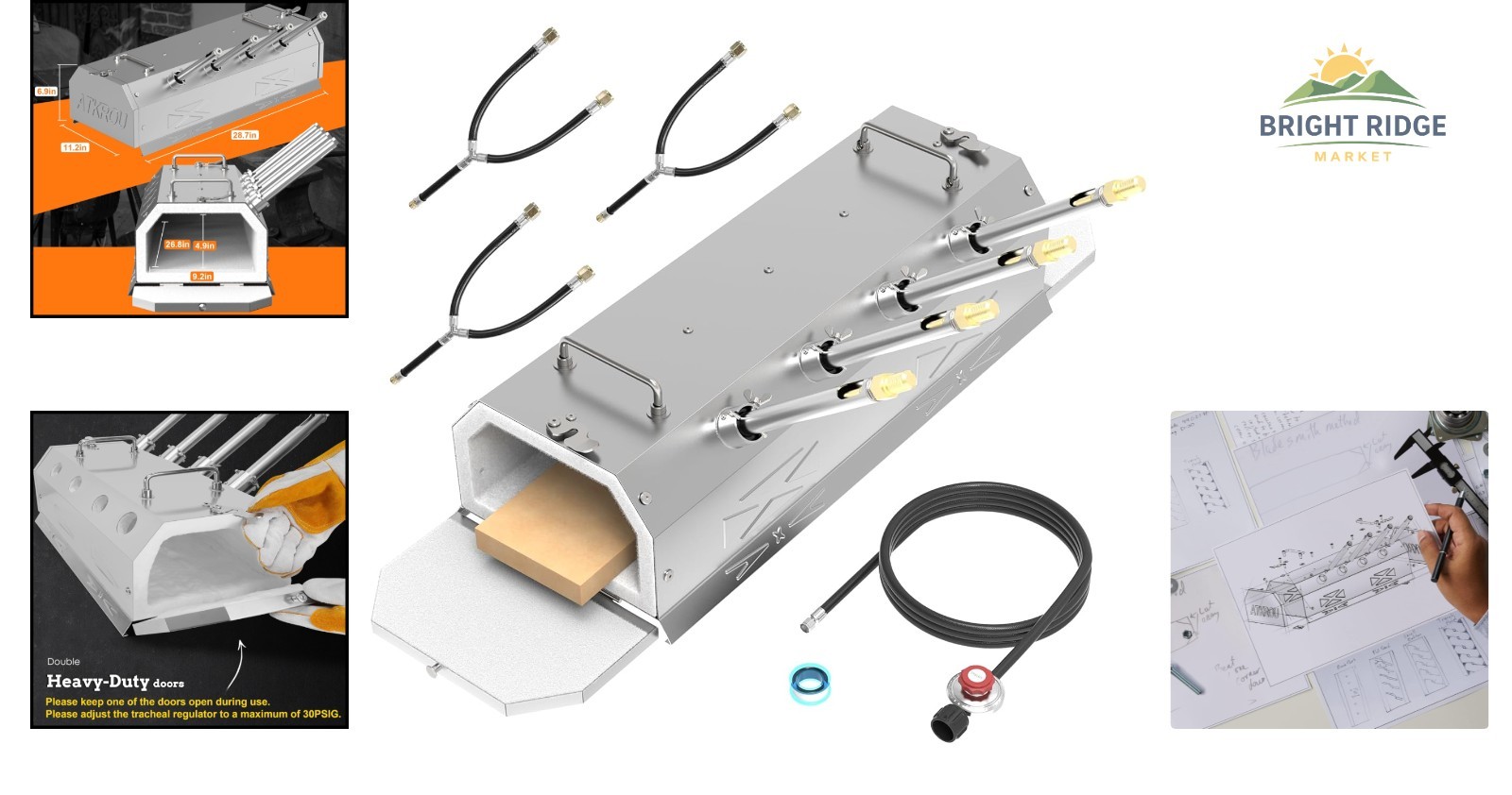 Versatile Stainless Steel Forge Kit with High Temperature Performance and Manual