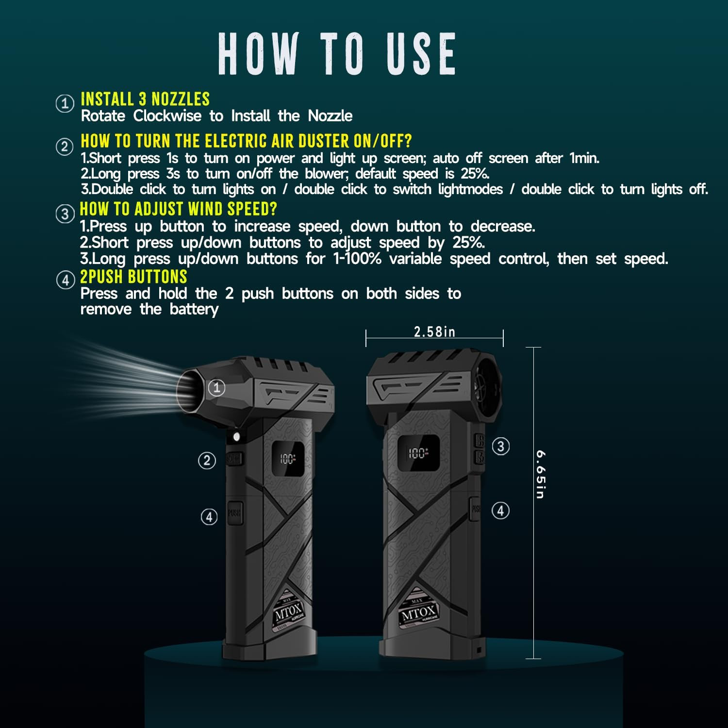 Compressed Air Duster, 2 Swappable Battery,150,000Rpm Super Power Rechargeable E