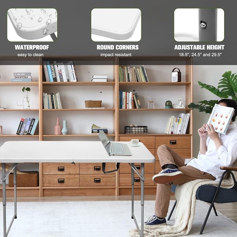 Foldable Portable 4ft Folding Table Lightweight Outdoor Picnics BBQ Game Desk US