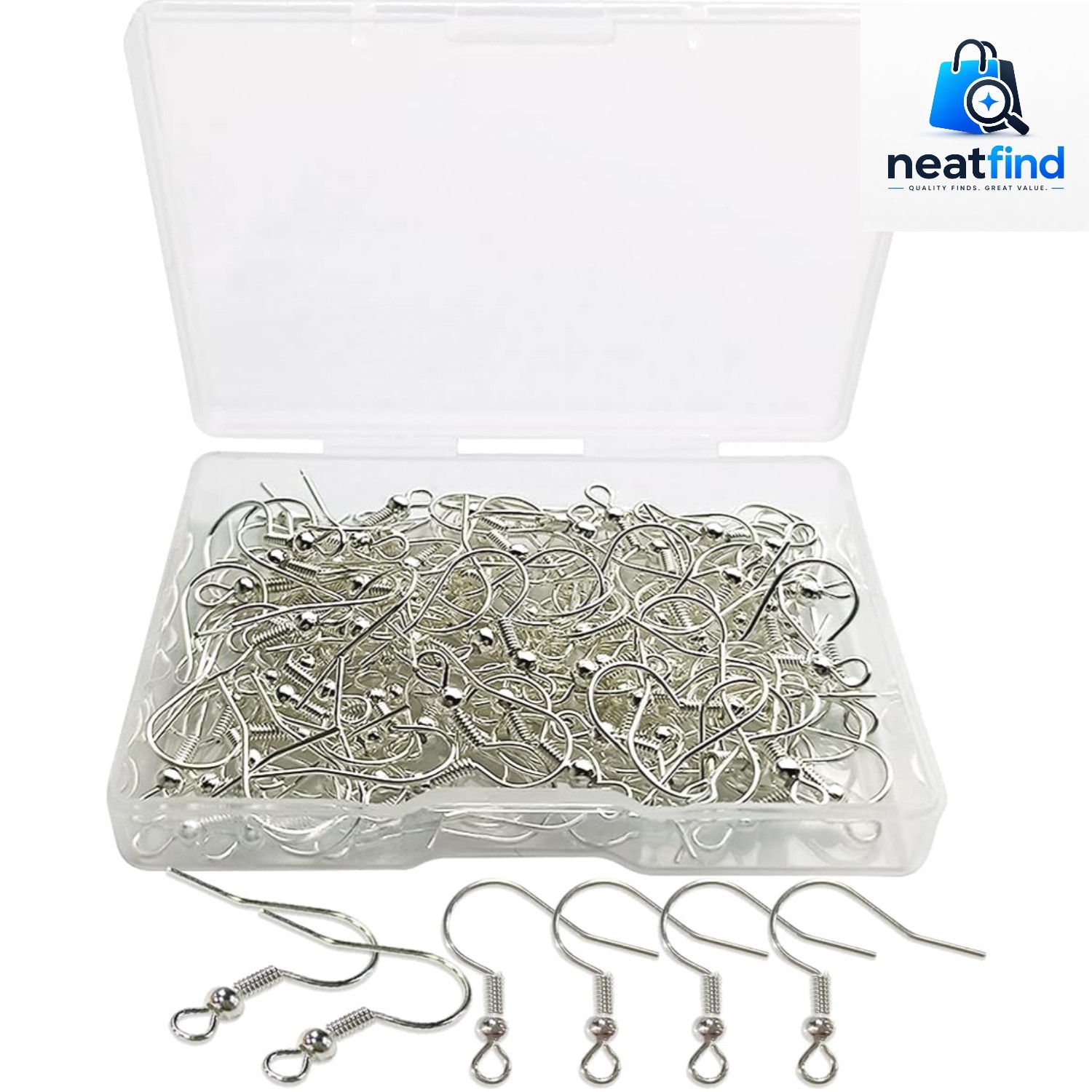 120pcs Earring Hooks with Ball and Coil, Hypo Allergenic Plated Silver Ear Wi...