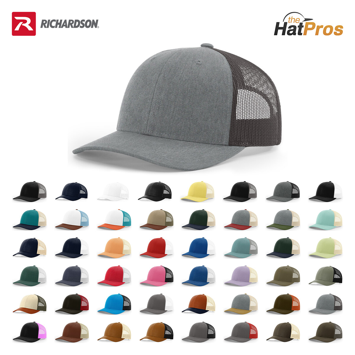 Richardson 115 Low Profile Trucker Hat Snapback Mesh Back Cap 115CH Adjustable