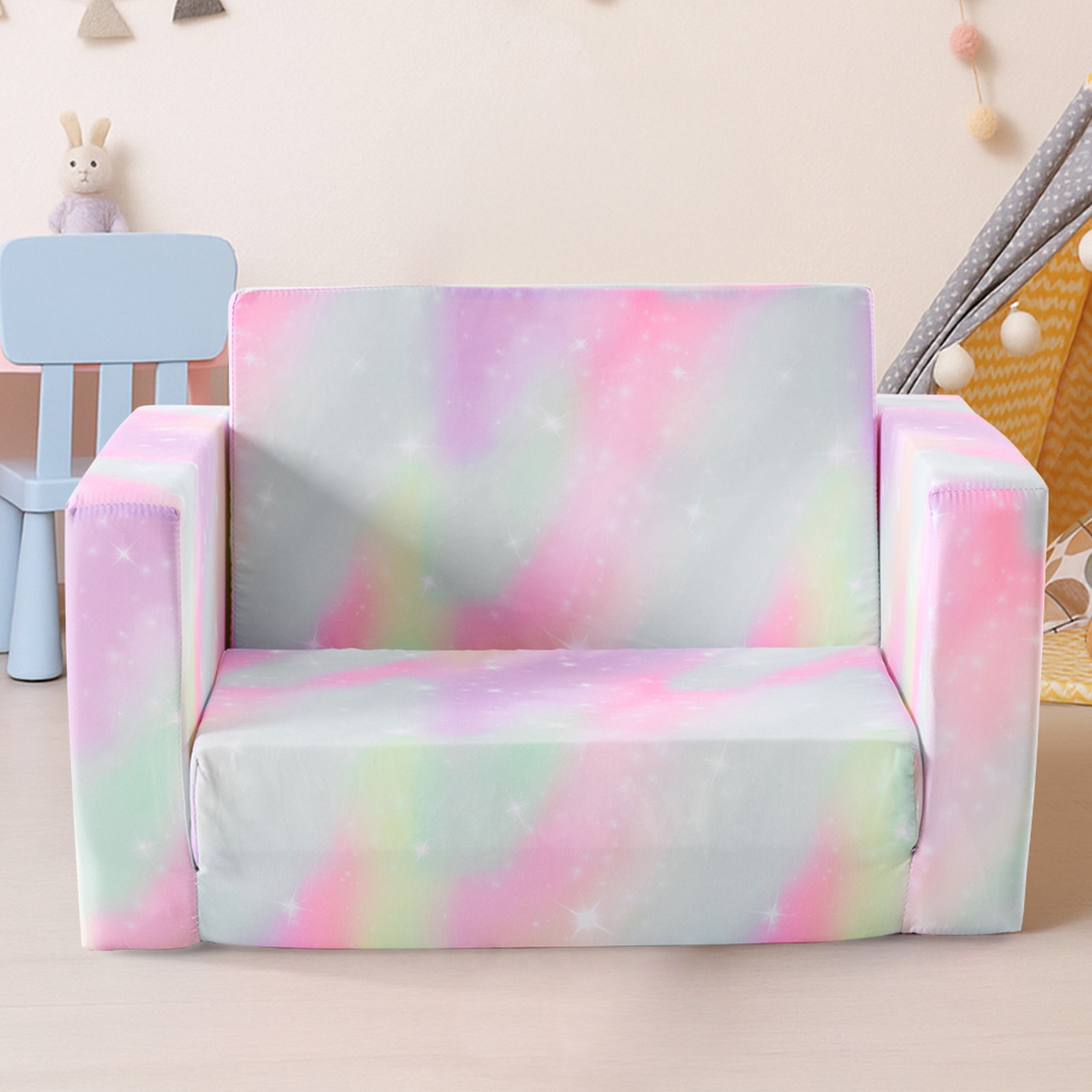 All-Sponge Kids Foldable Sofa Bed Single Chaise Lounge