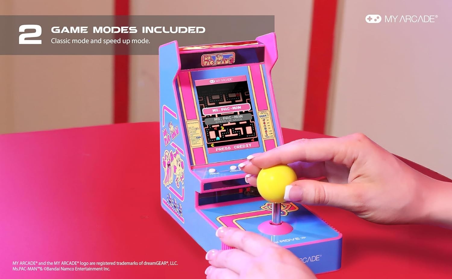 Ms. Pac-Man Joystick Player: Arcade Classics, Retro Games, Mini Video Game Co...
