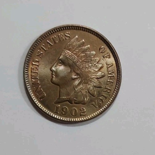 1902 Indian Head Penny Cent 1C AU/UNC Toning
