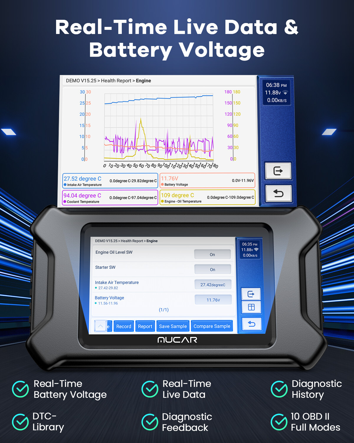 MUCAR CS5 Car OBD2 Scanner Code Reader Engine ABS SRS TCM BCM Diagnostic Tool