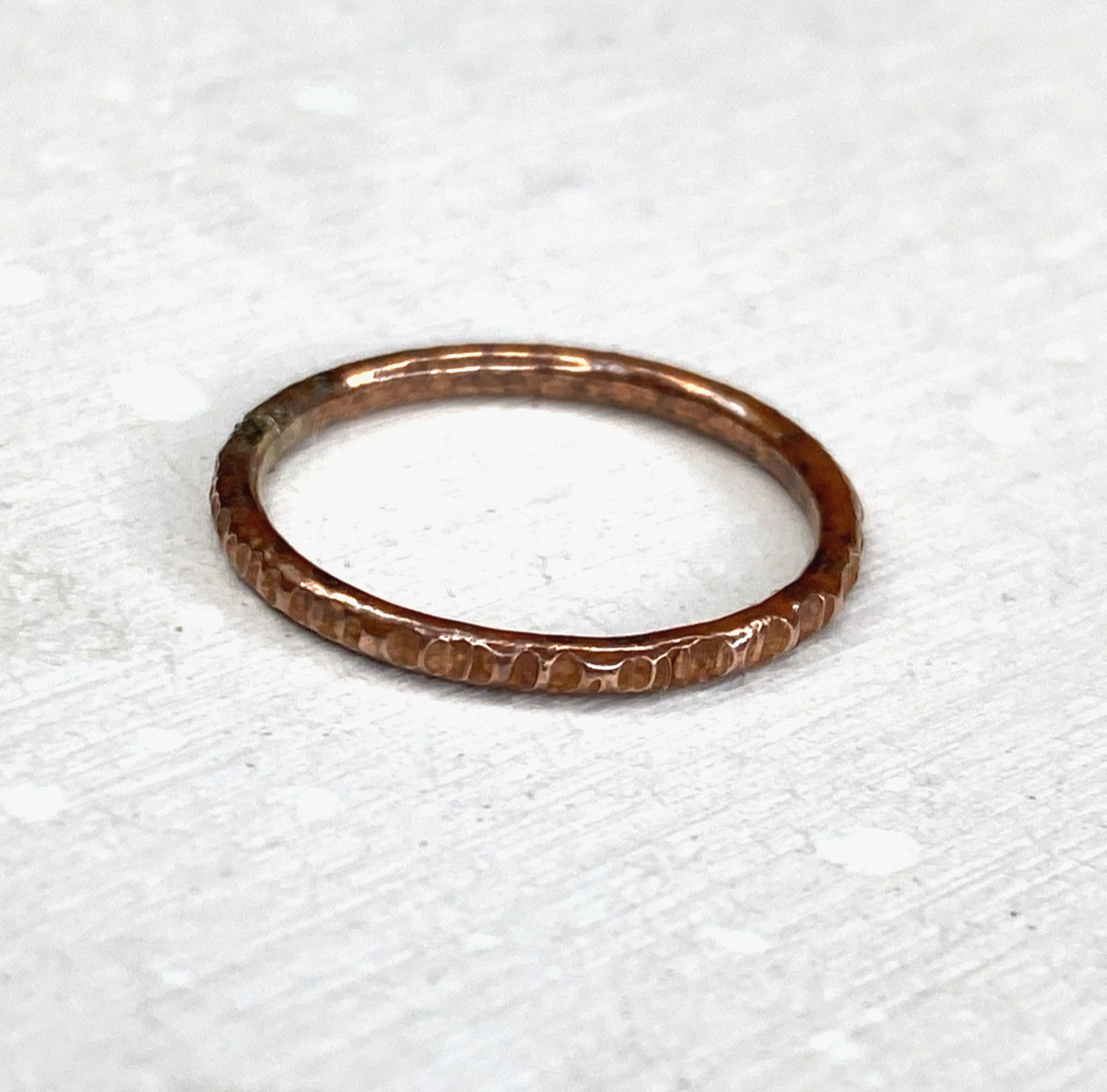Copper Ring Stackable Hammered Rings band Size 6.5 Wedding Ring Unisex thin 2mm