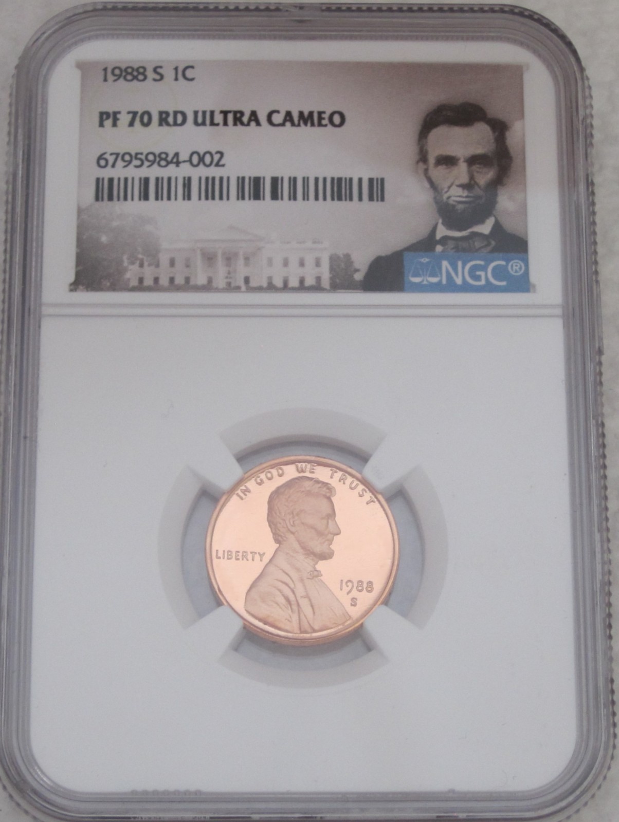 1988-S Lincoln Memorial 1c NGC PF70 RD ULTRA CAMEO "SCARCE + RARE" RED HOT PROOF