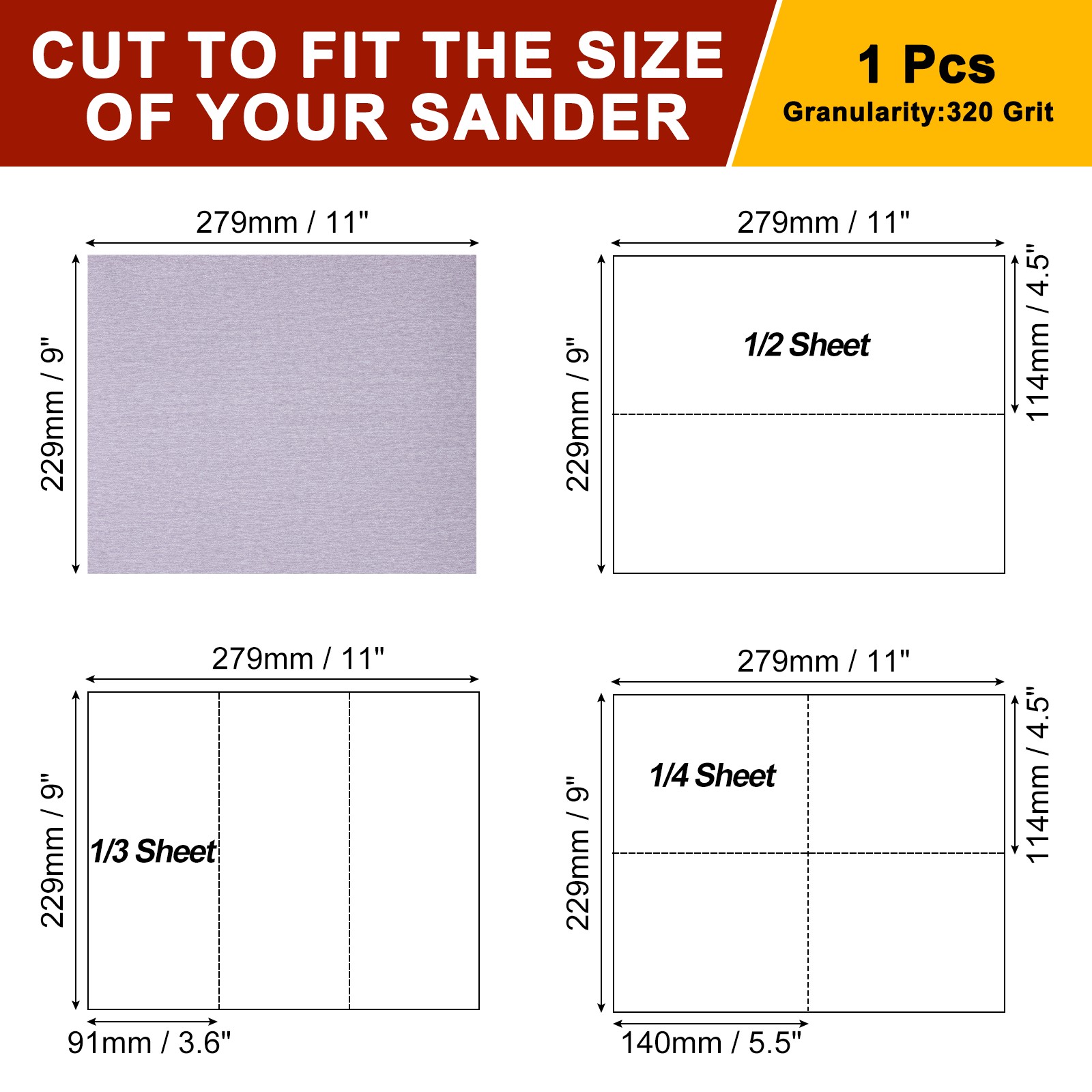 Sandpapers (9" x 11"/229mm x 279mm) 1 Sheet, 320 Grit Purple Sand Paper