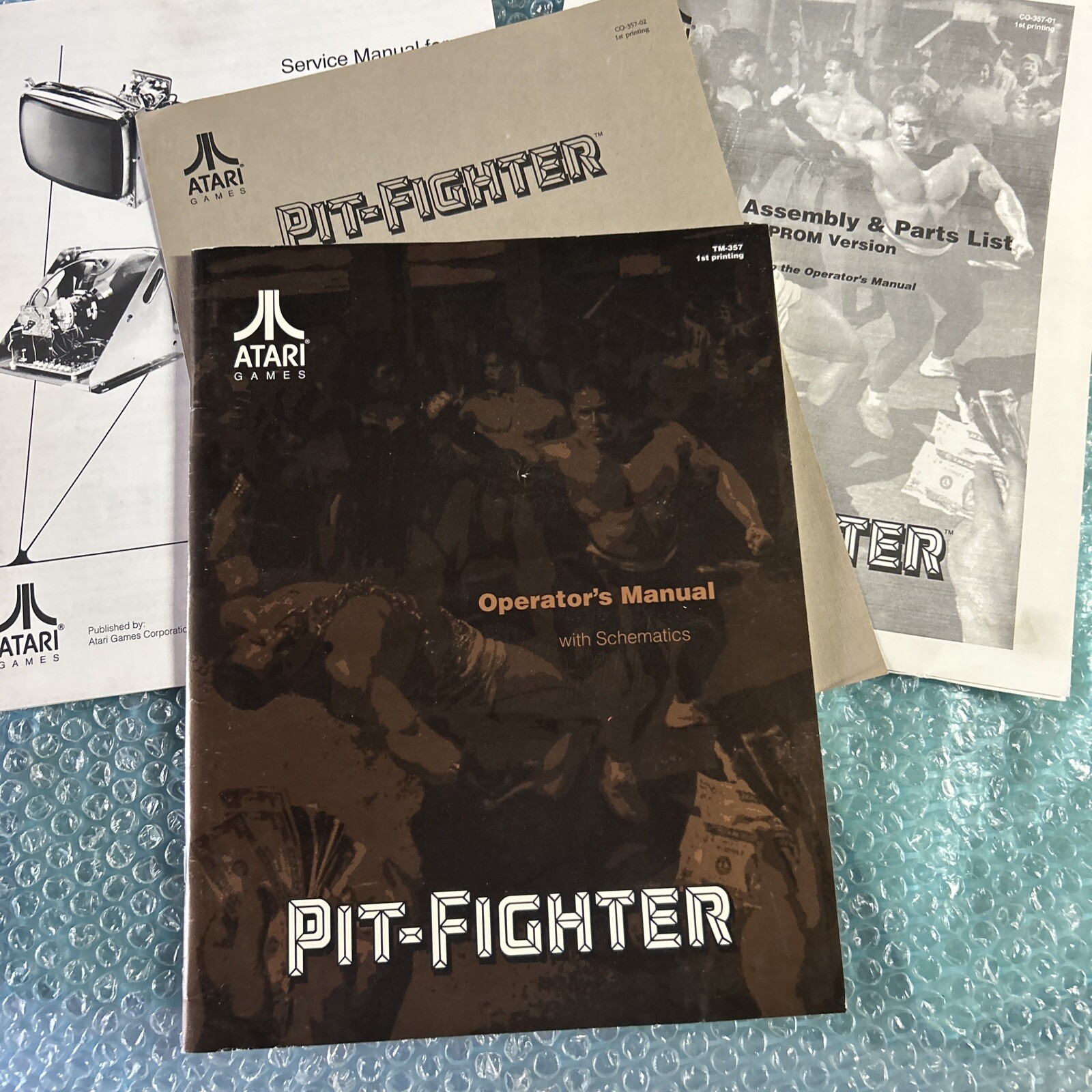 1st print PIT FIGHTER PITFIGHTER with schematics atari arcade video game manual