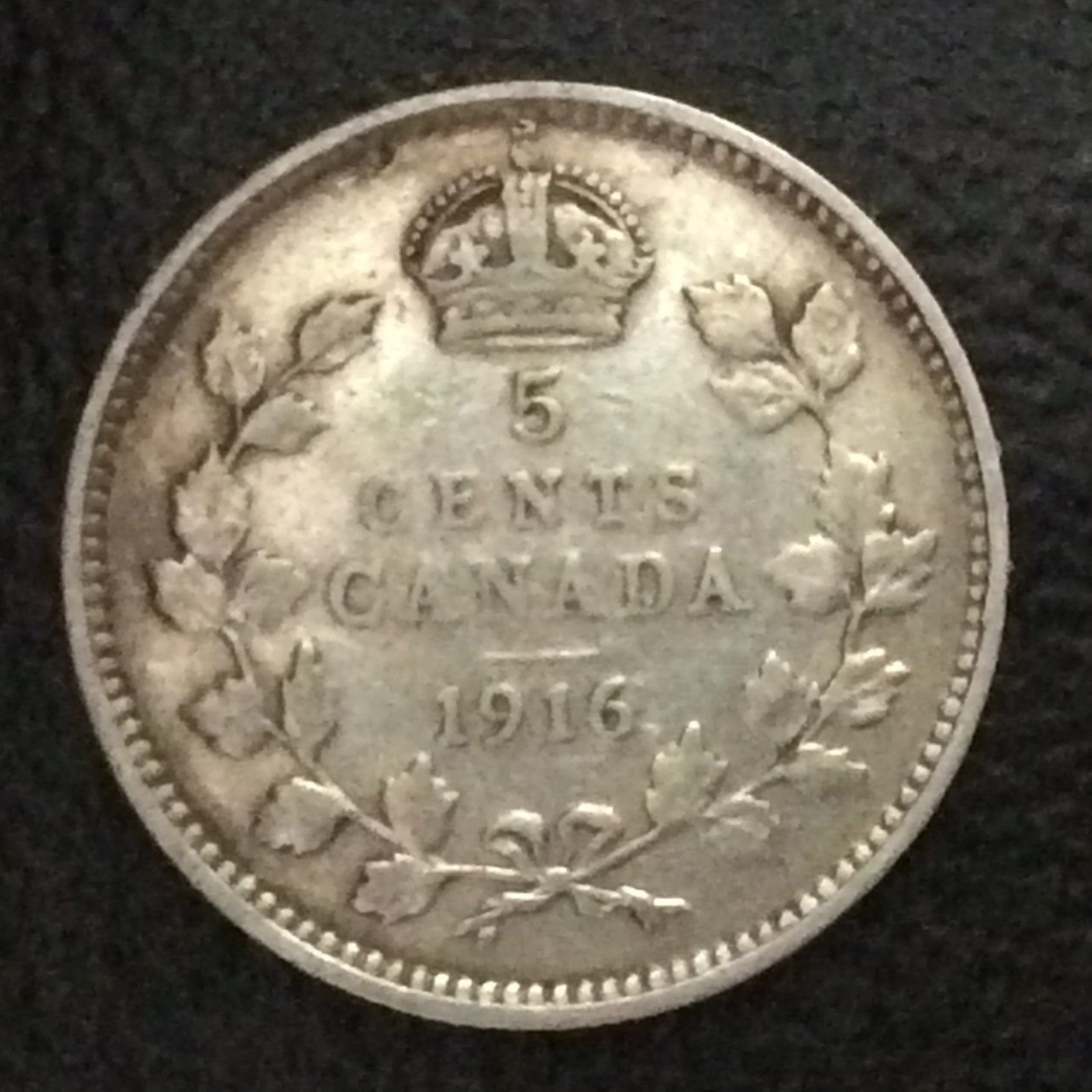 1916 Canada Five Cents Canadian Coin A4879