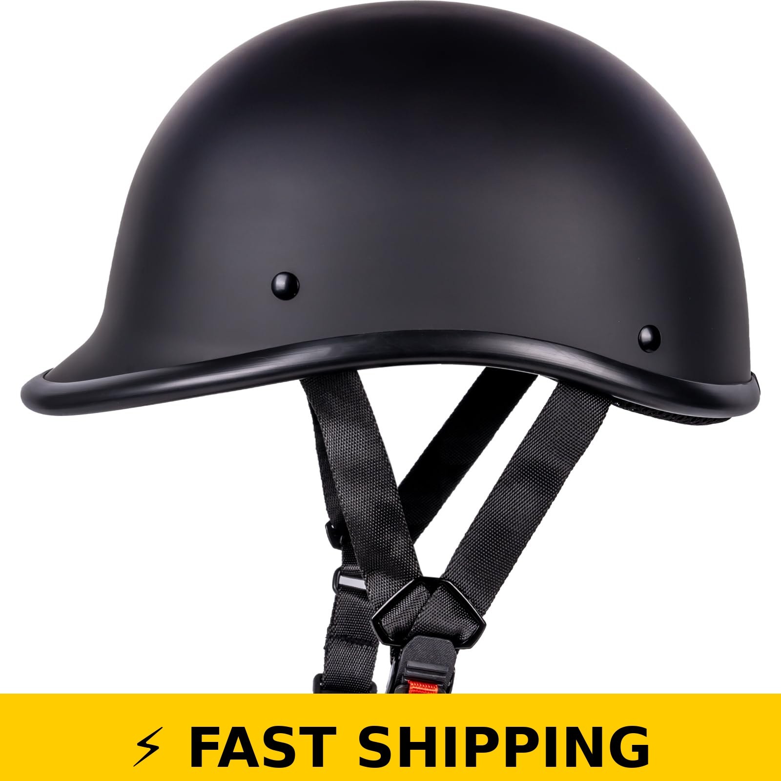 Yesmotor Hawk Style Half Shell Motorcycle Helmet - Matte Black, L