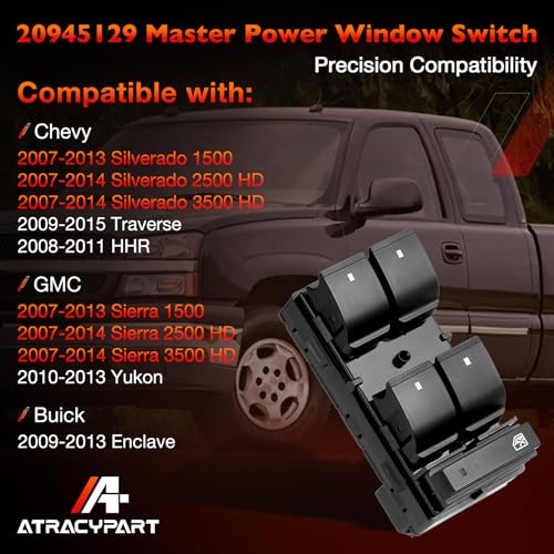 Fits Silverado & Sierra 1500 2500HD 3500HD - Driver Side, Master Window Switch