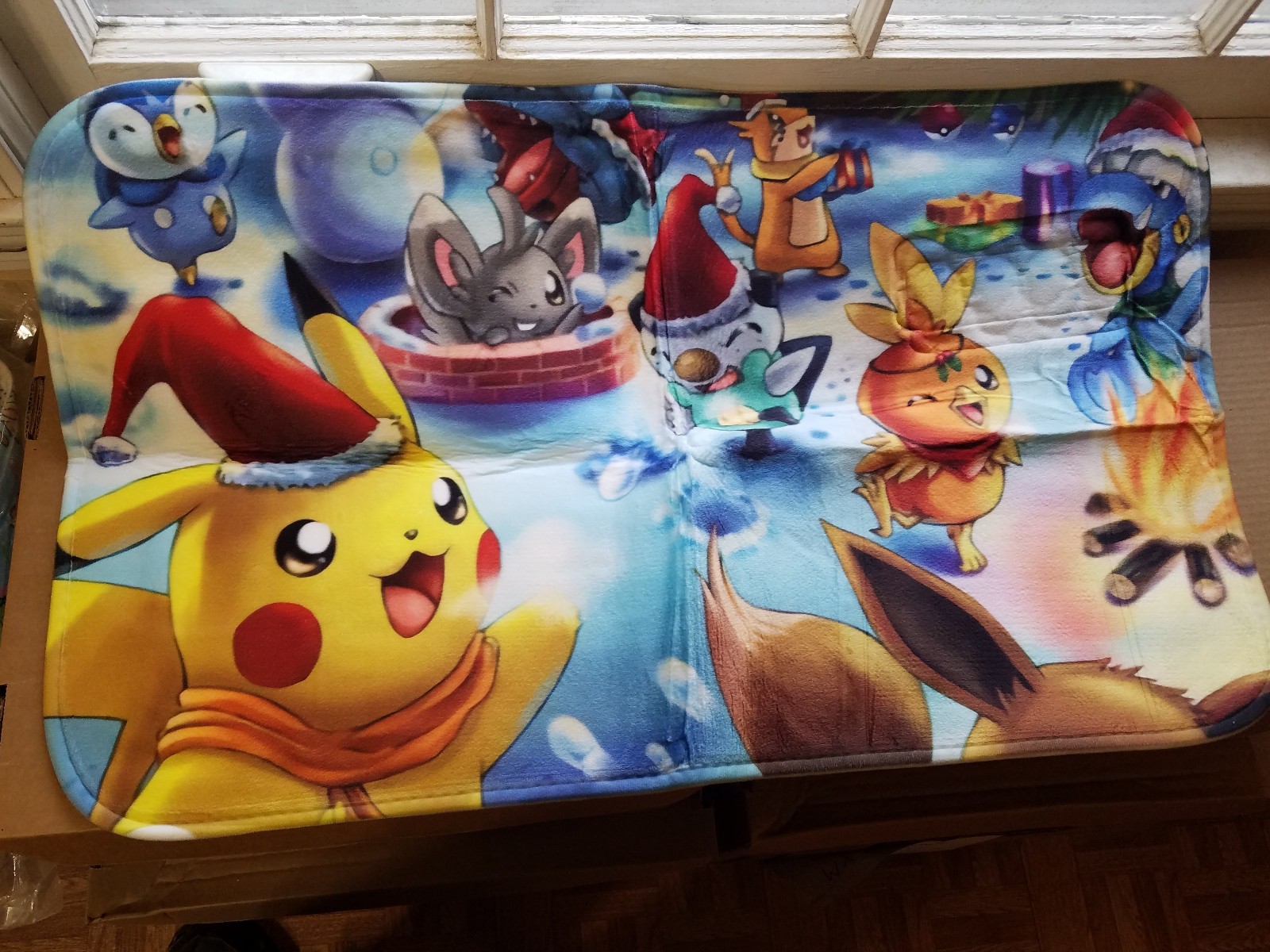 Pikachu Holiday 5 Piece Bathroom Set- Curtain, Mats, Lid Cover, Curtain Set