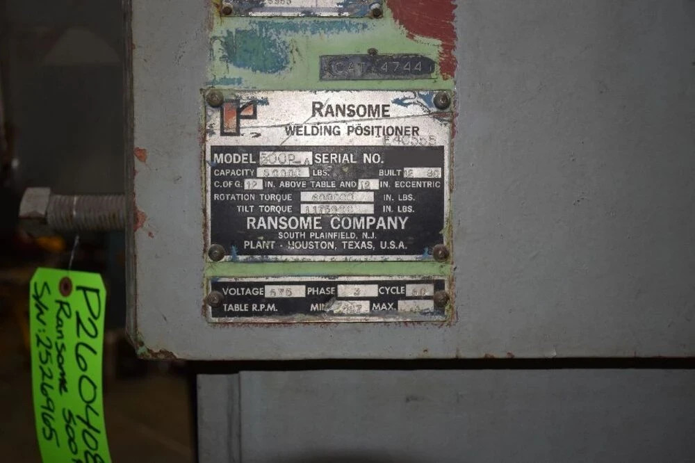 Ransome 500P Welding Positioner