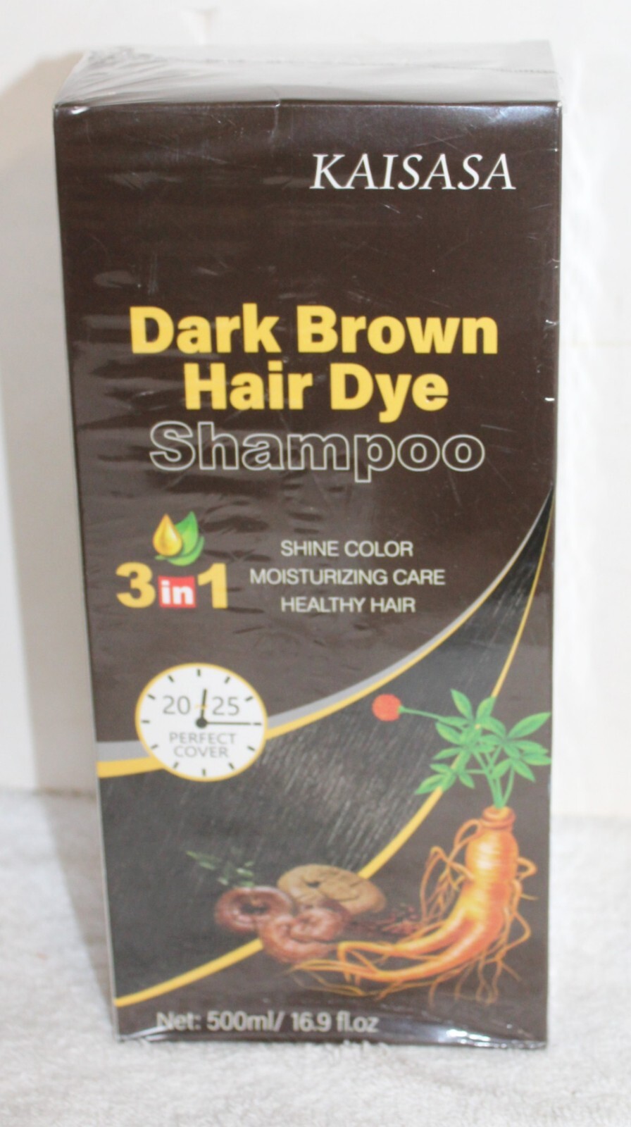Kaisasa Dark Brown Hair Dye Shampoo ~ 16.9 Oz. Box Exp 9/2027 ~ New Sealed ~ NOS