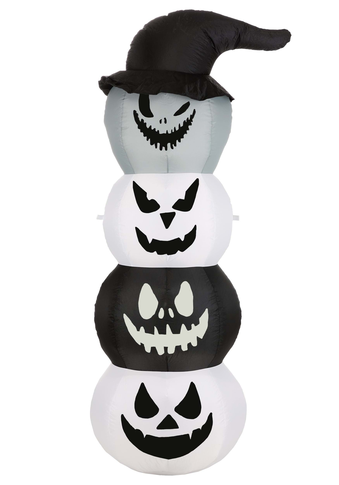 White and Black Stacked Jack O Lantern Inflatable