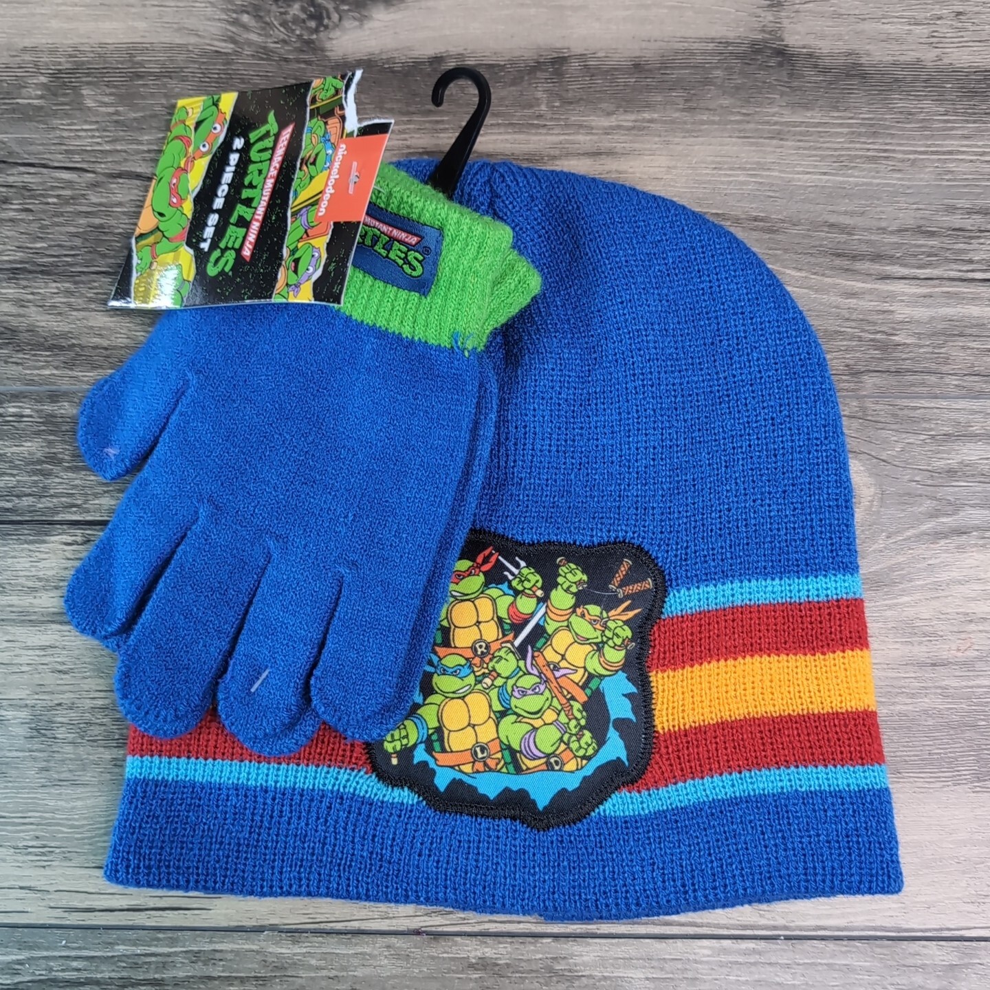 Teenage Mutant Ninja Turtles Knit Hat & Glove Set TMNT Beanie Youth Size NWT