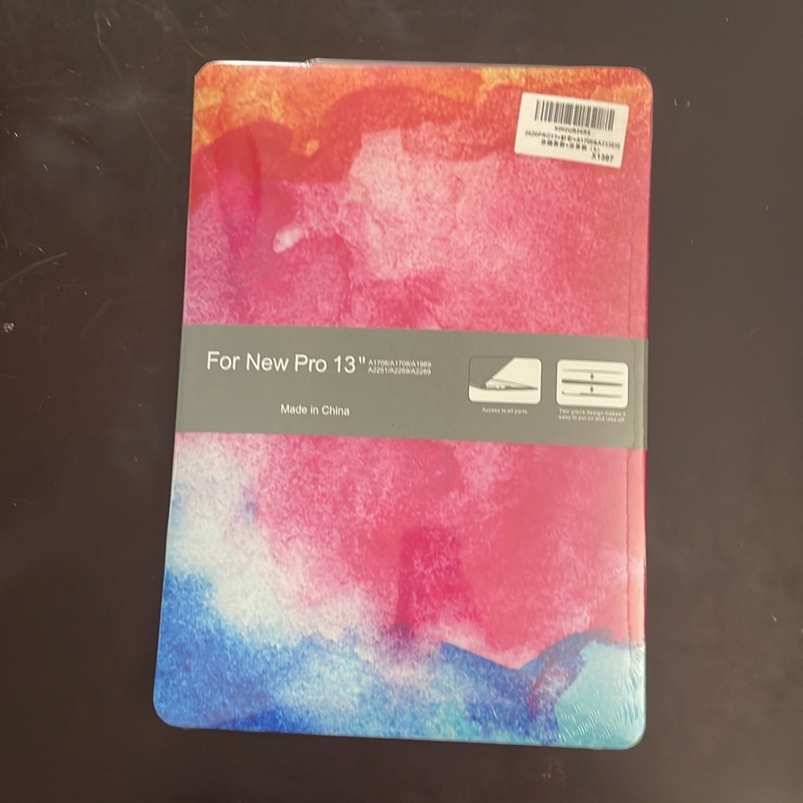 MacBook New Pro 13” rainbow watercolor design shell case