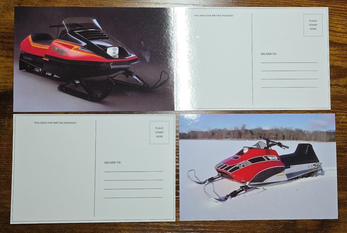 Scorpion Snowmobile Postcard Set Bull Whip & Sidewinder 4x6 Glossy