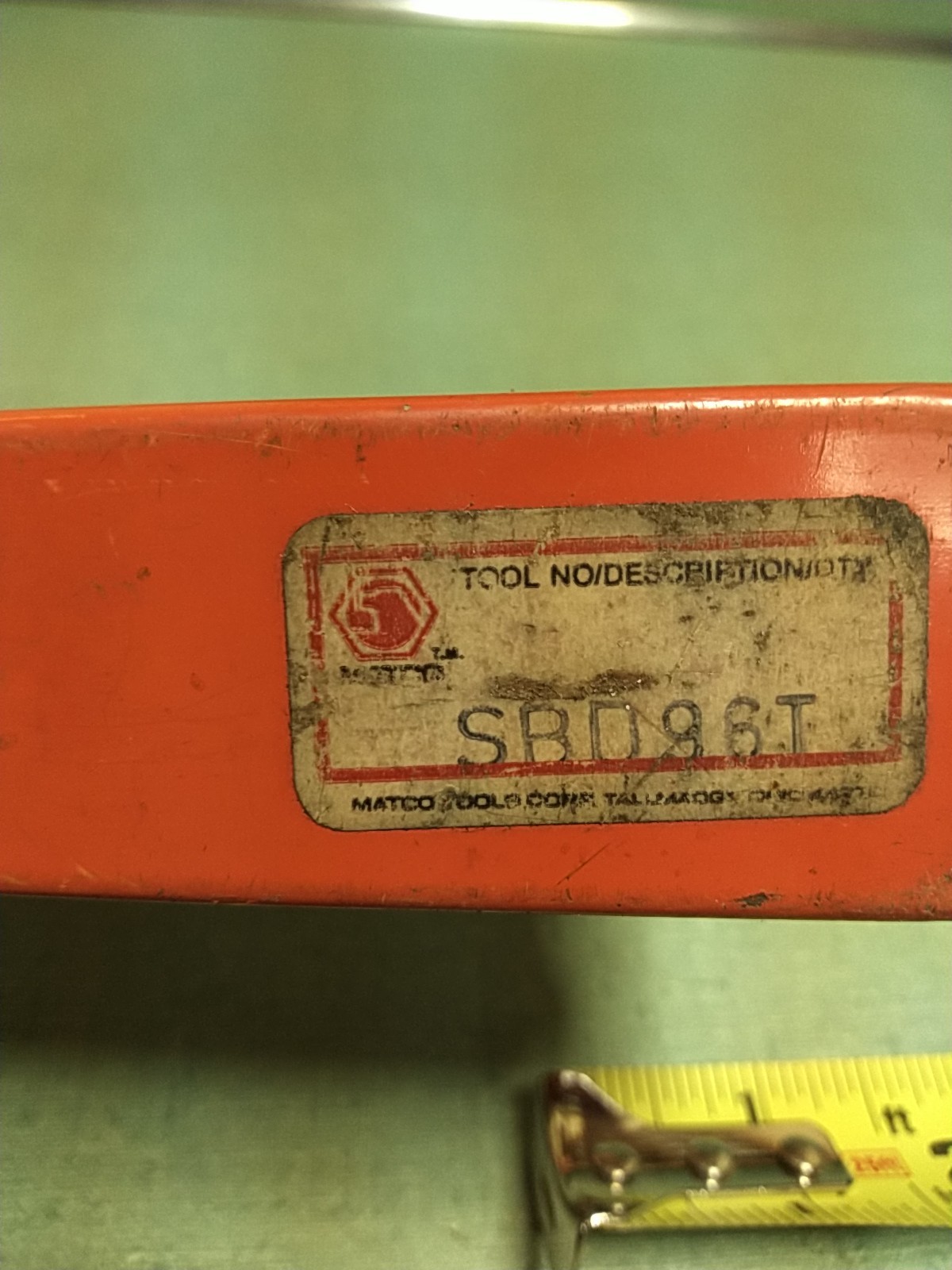 Matco SBD96T Socket Set Metal Tray Hanging Holder Red